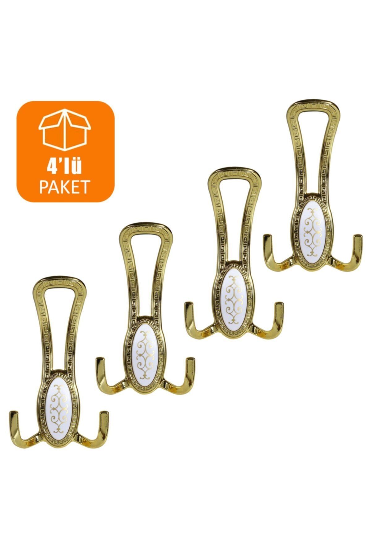 Badem10 Seçil Portmanto Vestiyer Duvar Dolap Elbise Mobilya Kapı Askısı Askılığı Gold Metal (4 ADET)