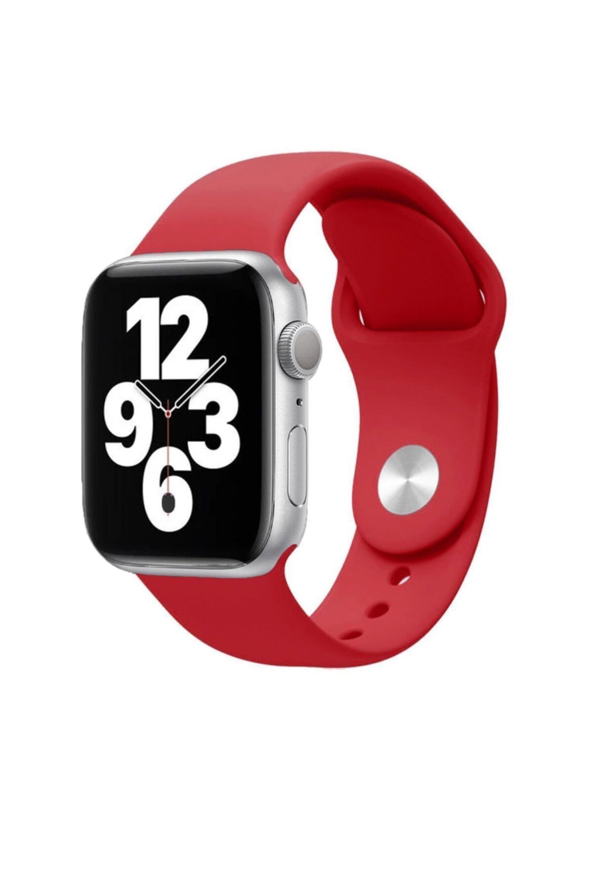MELİKZADE Apple Watch Seri 9 8 7 6 5 4 3 Se 38mm-40mm-41mm Uyumlu S/m Spor Silikon Kordon Koyu Kırmızı