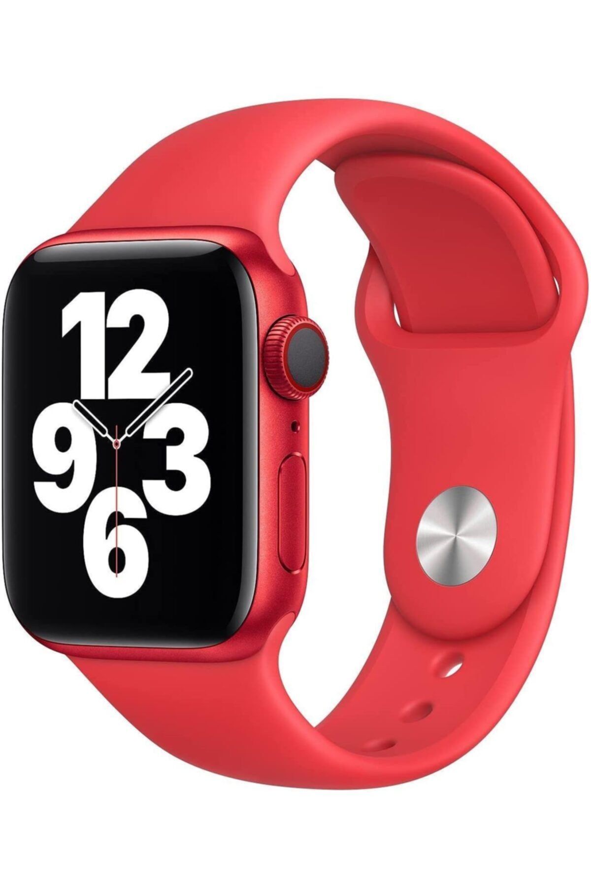 MELİKZADE Apple Watch Seri 9 8 7 6 5 4 3 Se 38mm-40mm-41mm Uyumlu S/m Spor Silikon Kordon Kırmızı