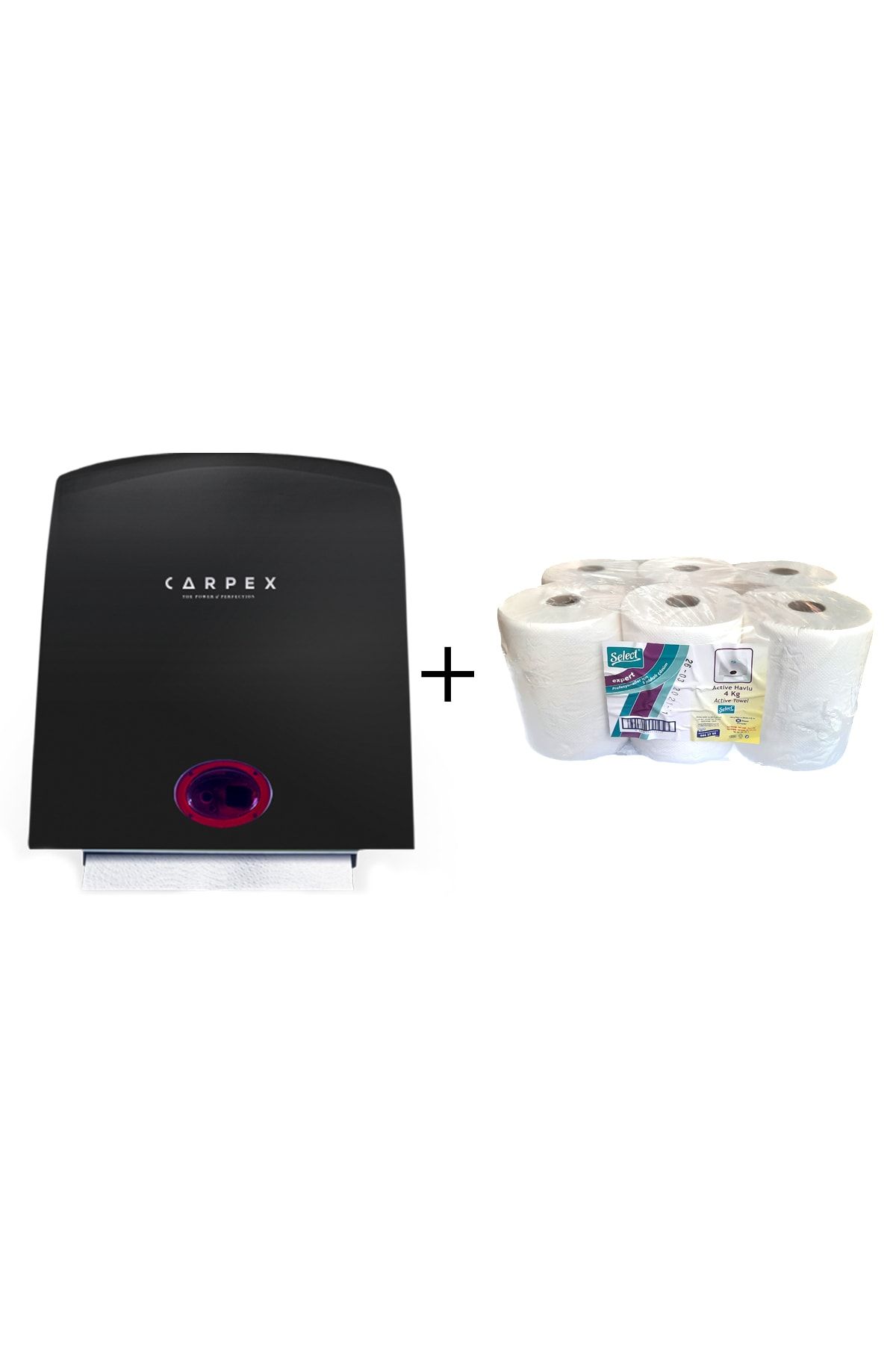 Carpex Sensörlü Kağıt Havlu Makinesi Siyah + Select Hareketli Havlu 21 cm 4 kg 6 Lı