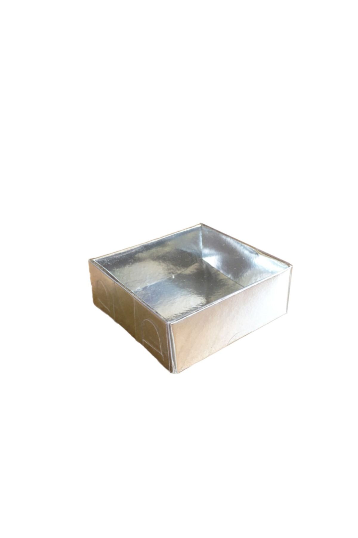 TT Tahtakale Toptancıları Asetat Kapaklı Karton Kutu 6x6x2.5 cm 50 Adet Gümüş