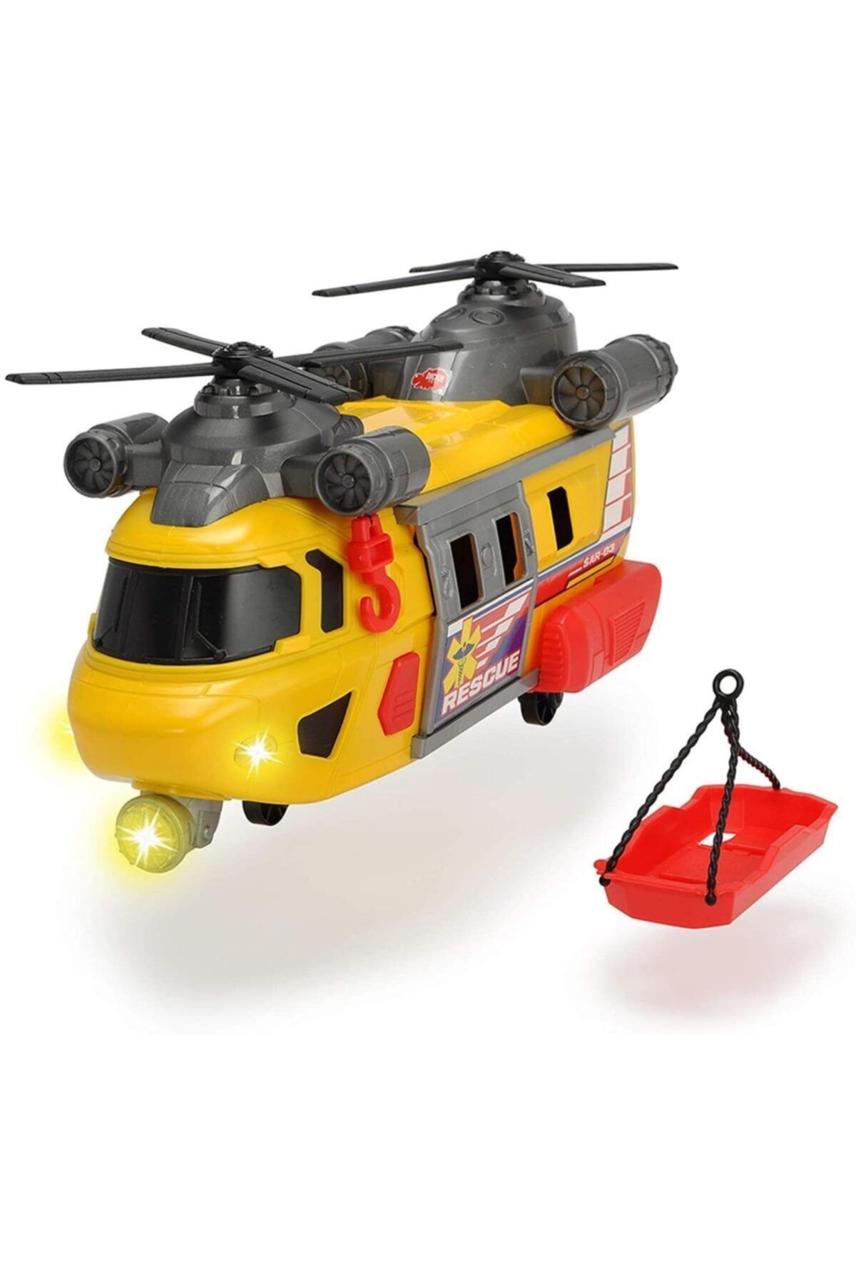 Dickie Toys Sesli Işıklı Çift Pervaneli Kurtarma Helikopteri Büyük Boy