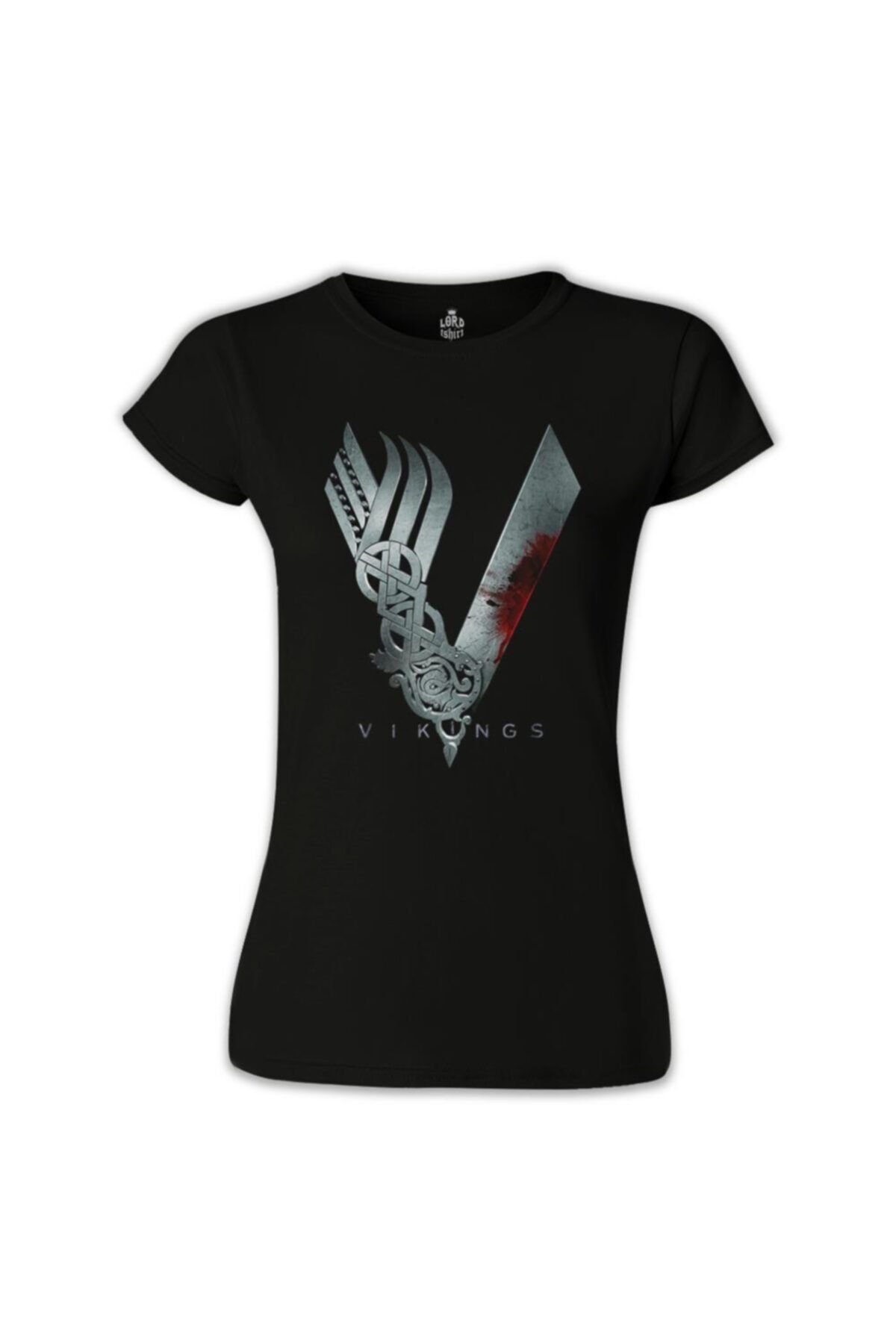 Lord T-Shirt Kadın Siyah Vikings Tshirt