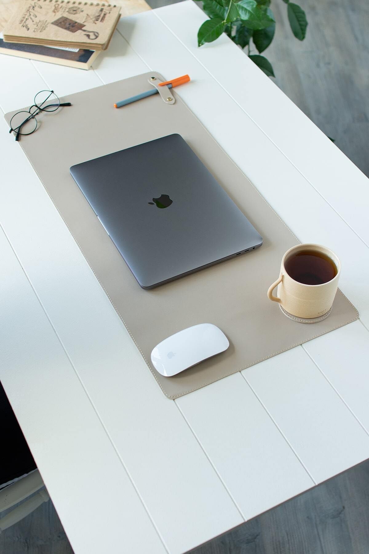 dk leather Krem Masa Matı Laptop Altlığı Sümen Takımı Geniş Mousepad Yeni Iş Hediyesi