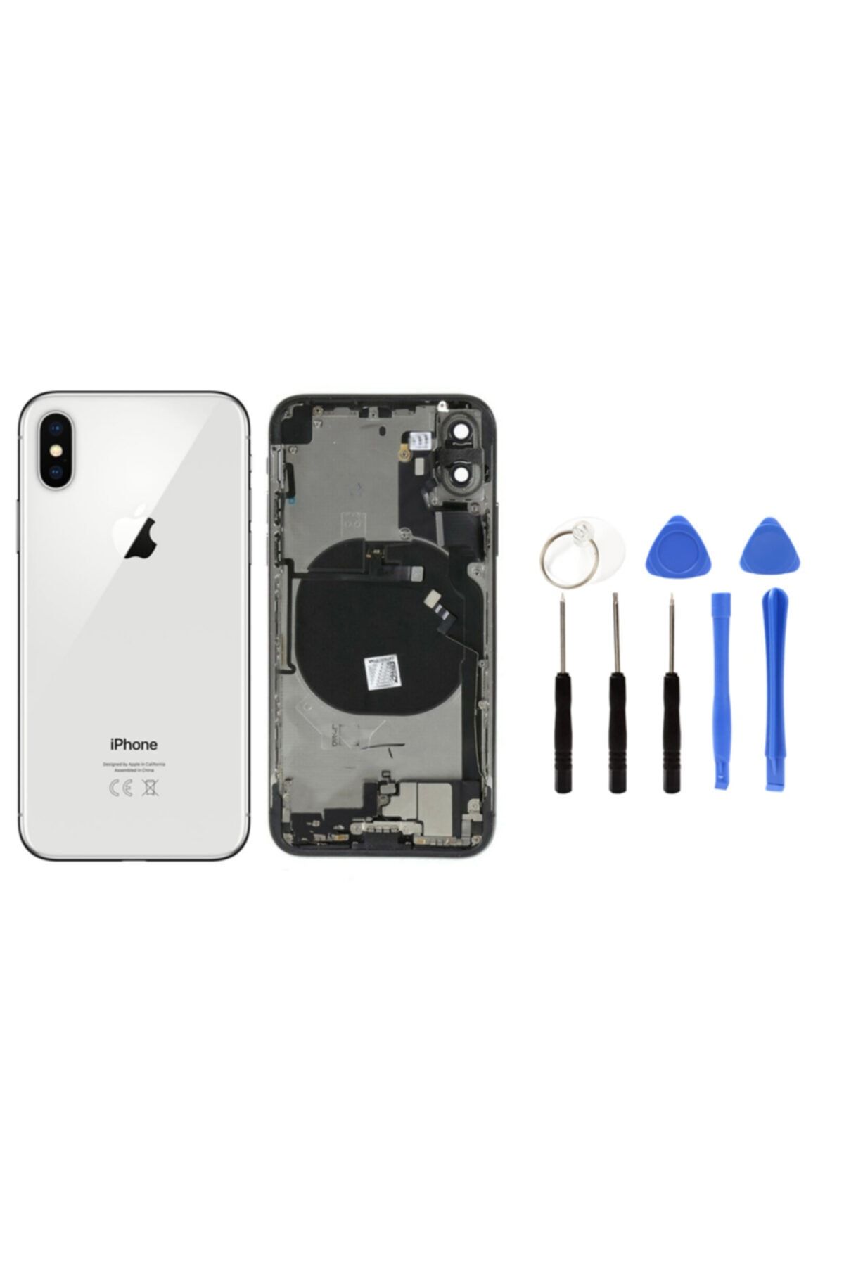 instatech Apple Iphone X Uyumlu Dolu Kasa + Montaj Seti Hediye - Silver