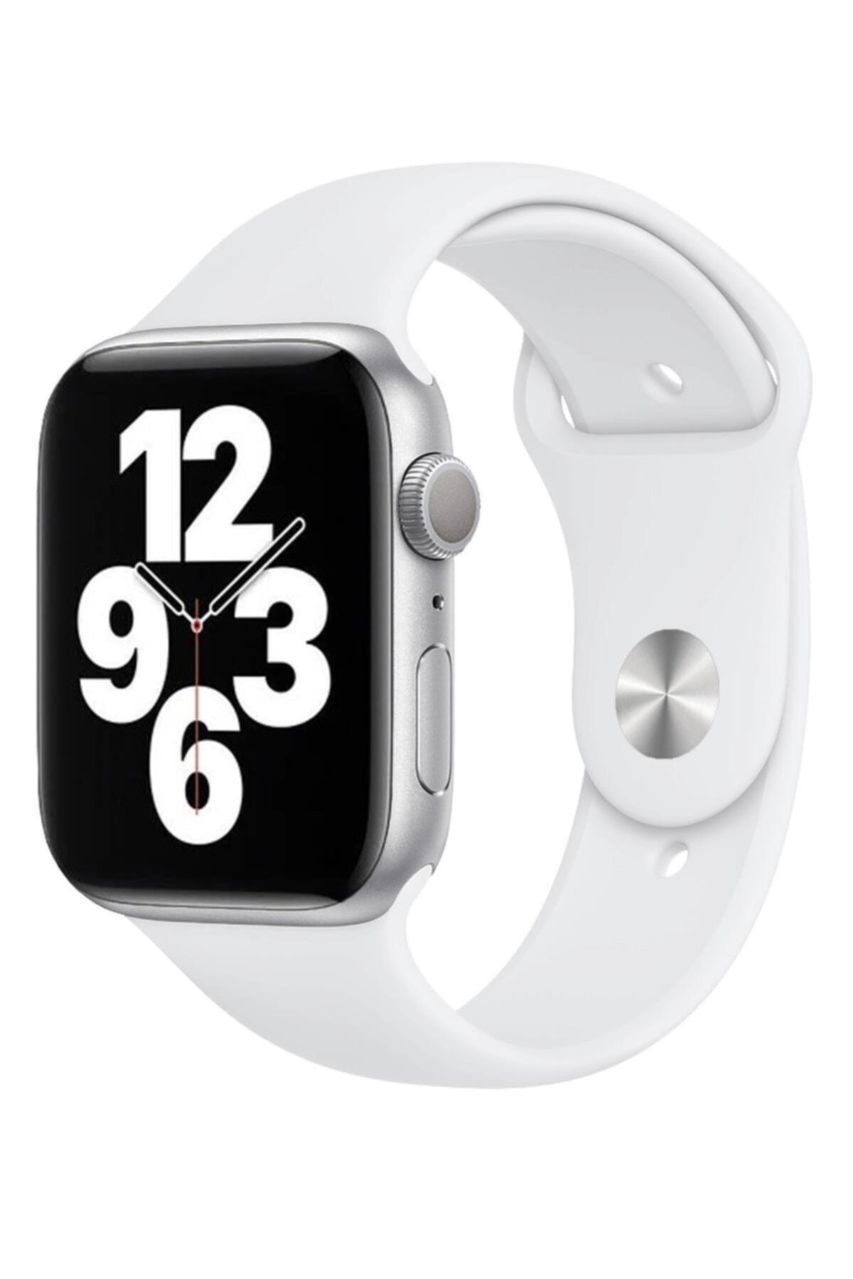 MELİKZADE Apple Watch Seri 9 8 7 6 5 4 3 Se 38mm-40mm-41mm Uyumlu M/l Spor Silikon Kordon Beyaz