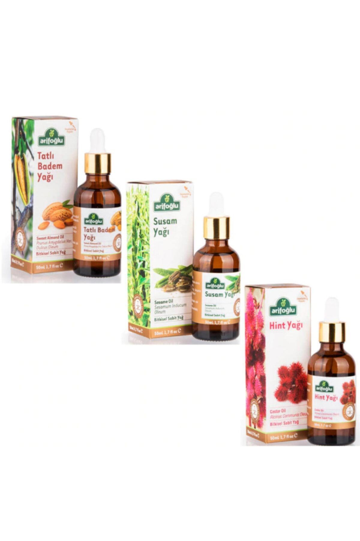 Arifoğlu Badem + Susam + Hint Yağı 3 X 50 Ml