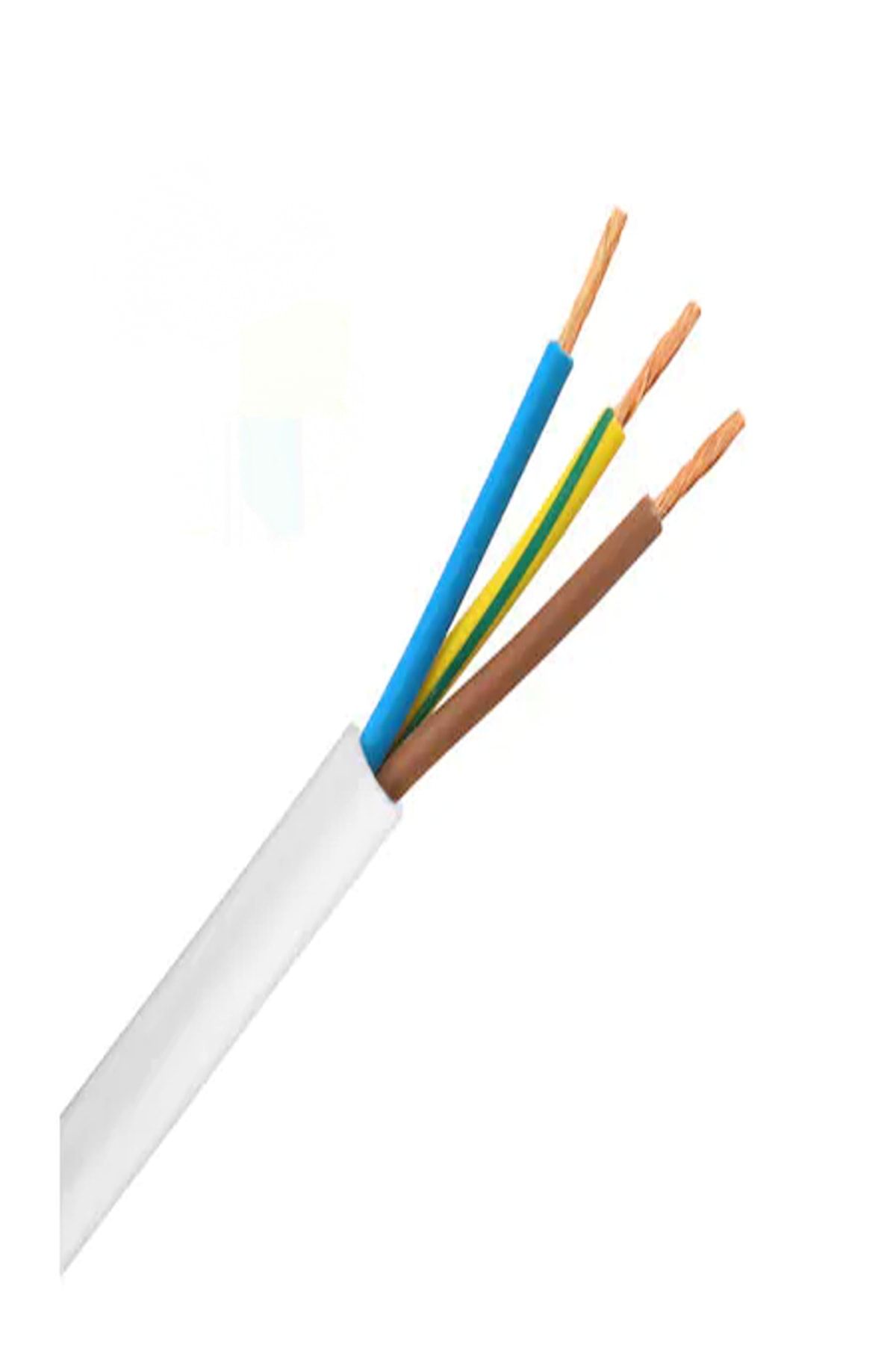 ÖZNUR 3 X 2,5 Ttr Kablo - Tam Bakır - Beyaz - 5 Metre