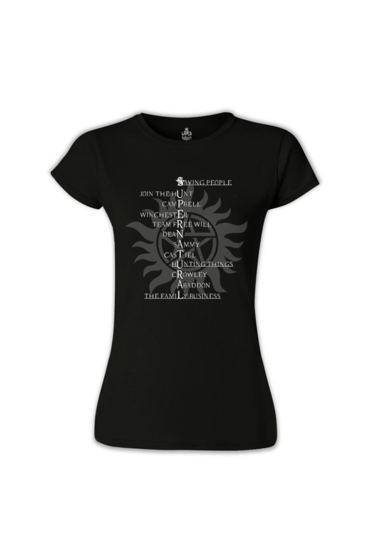 Lord T-Shirt Kadın Supernatural - Saving People Siyah Tshirt