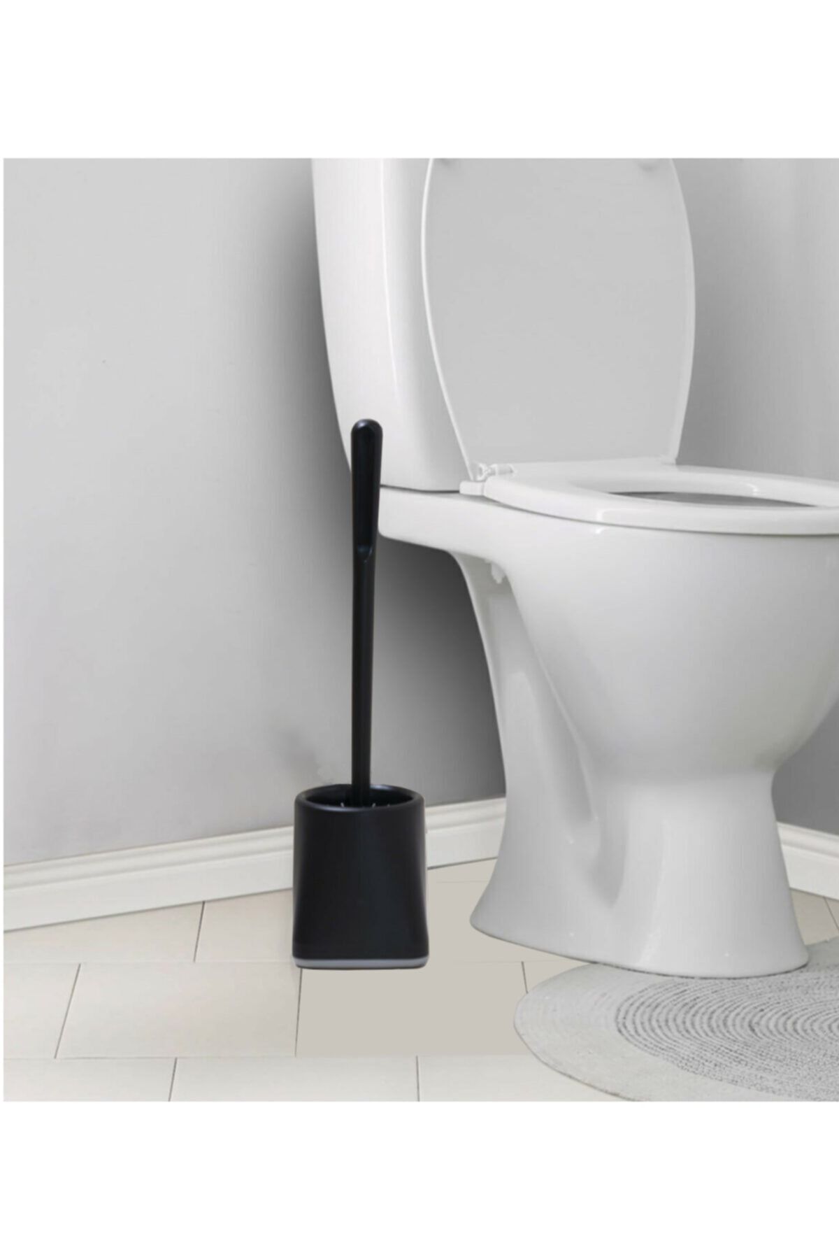 EARABUL Antibakteriyel Silikon Uçlu Tuvalet Fırçası Seti Tuvalet Ve Klozet Temizleme Fırçası Siyah