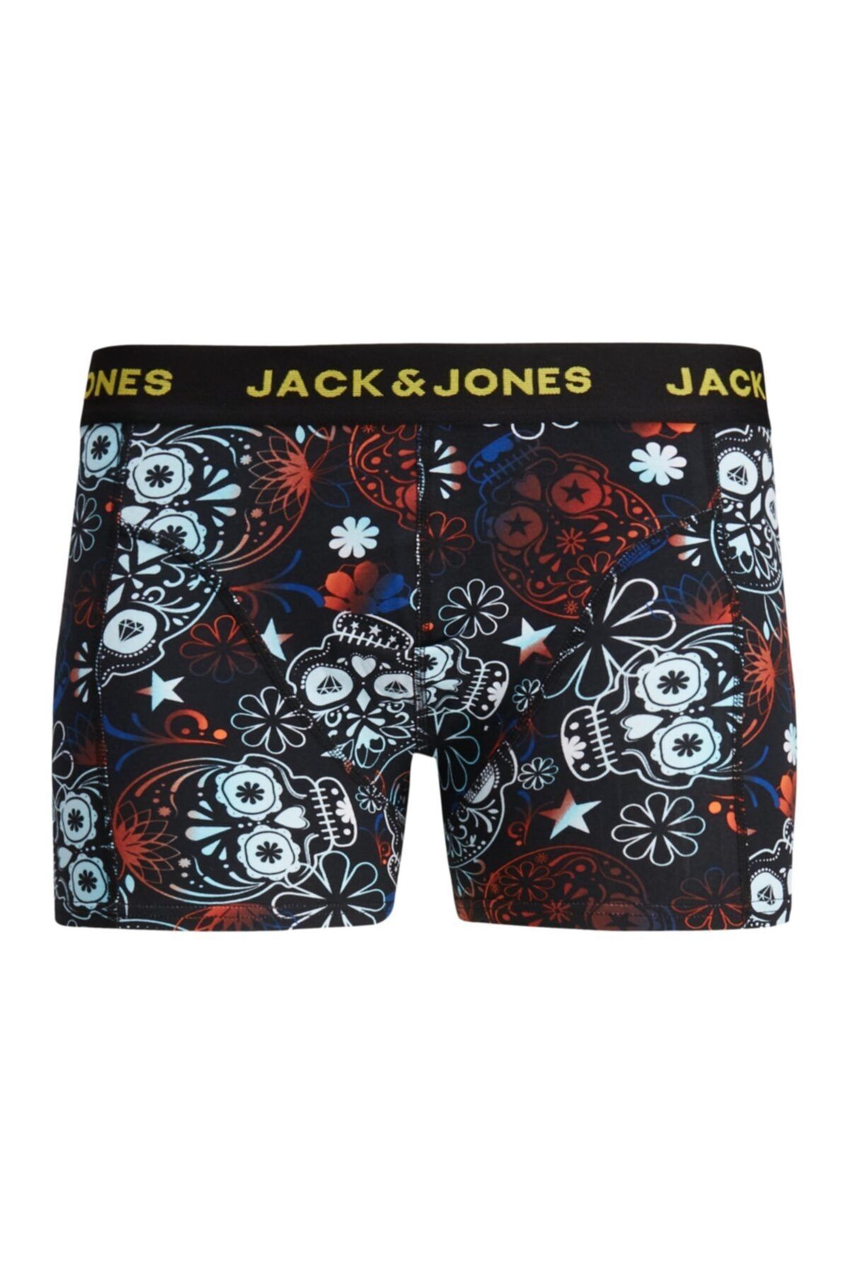 Jack & Jones Erkek Siyah Kırmızı Desenli Boxer 12185398