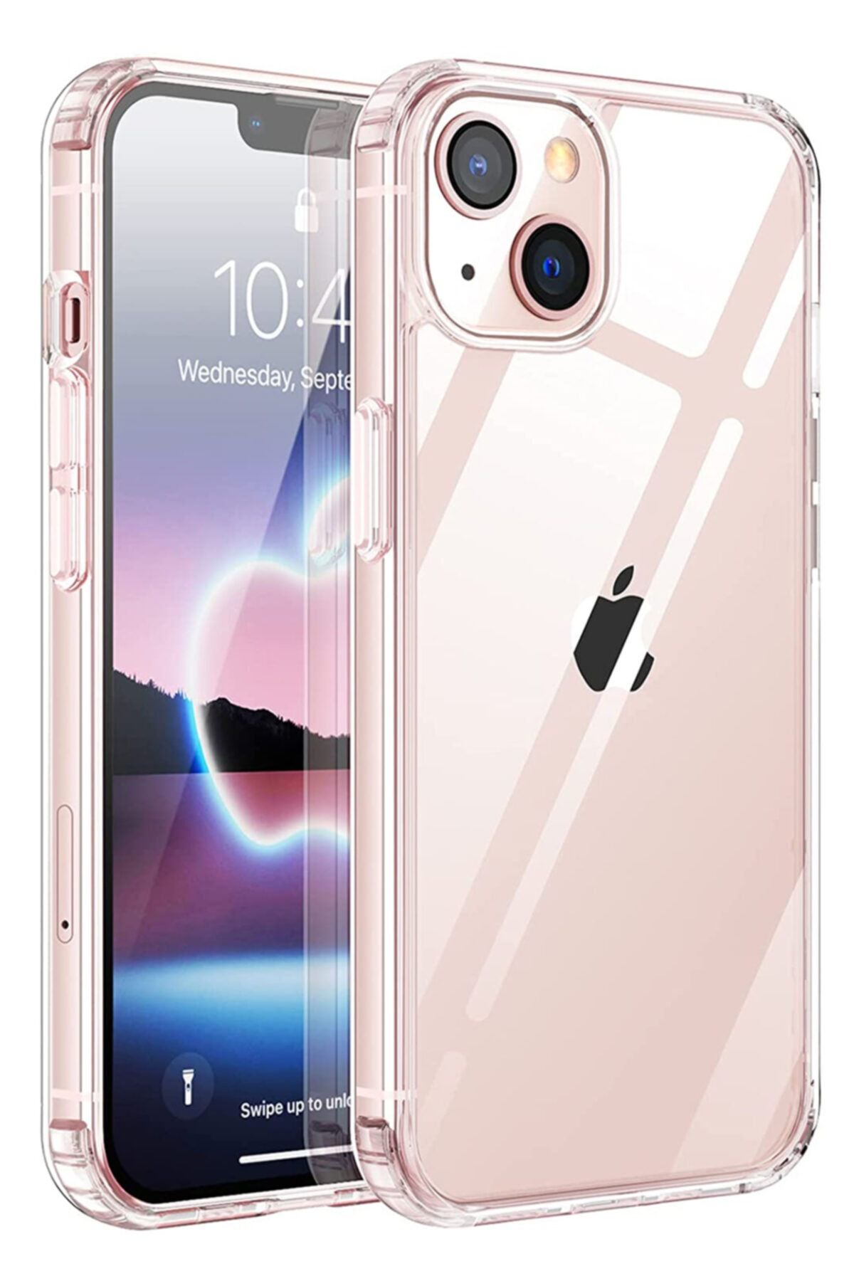 Vertech Iphone 13 Mini Kılıf (5.4 Inch) Şeffaf Yumuşak Silikon Kamera Korumalı Şarj Girişi Tıpalı