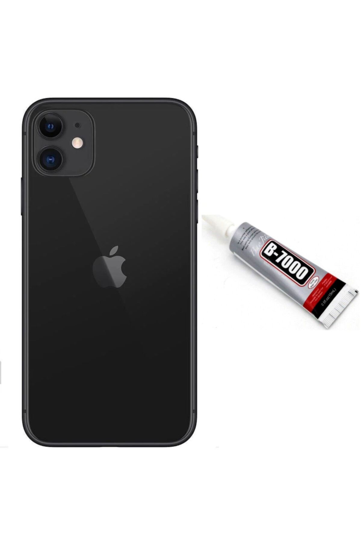 instatech Apple Iphone 11 Arka Kapak Batarya Pil Kapağı + Yapıştırıcı Hediye - Siyah