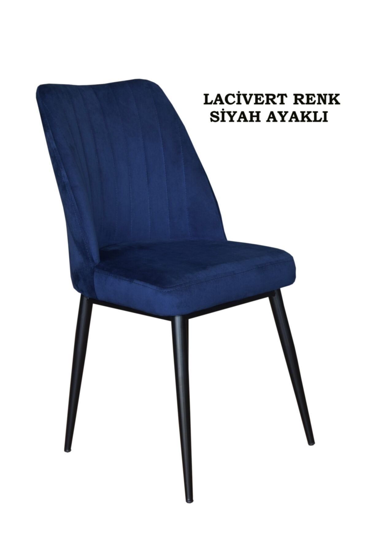 Ankhira Elit Sandalye, Mutfak Ve Salon Sandalyesi, Silinebilir Lacivert Renk Kumaş, Siyah Ayaklı