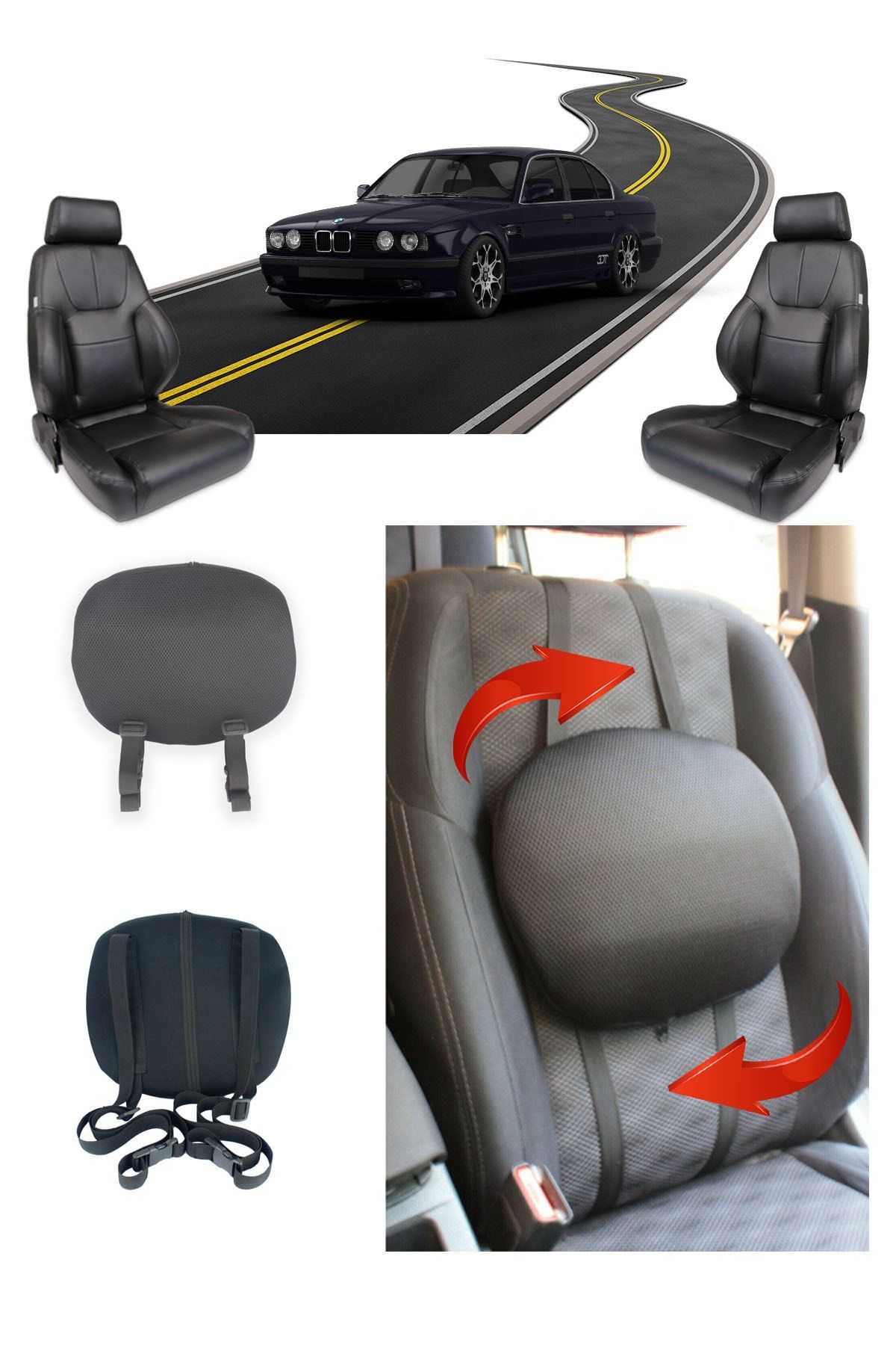 Ankaflex Araç Koltuk Bel Destek Minderi Oto Araba Sırt Dayama Yastığı Sandalye Minderi