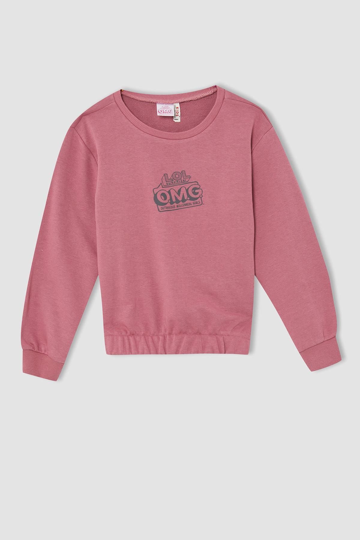 Defacto Kız Çocuk OMG Bisiklet Yaka Sırt Sweatshirt