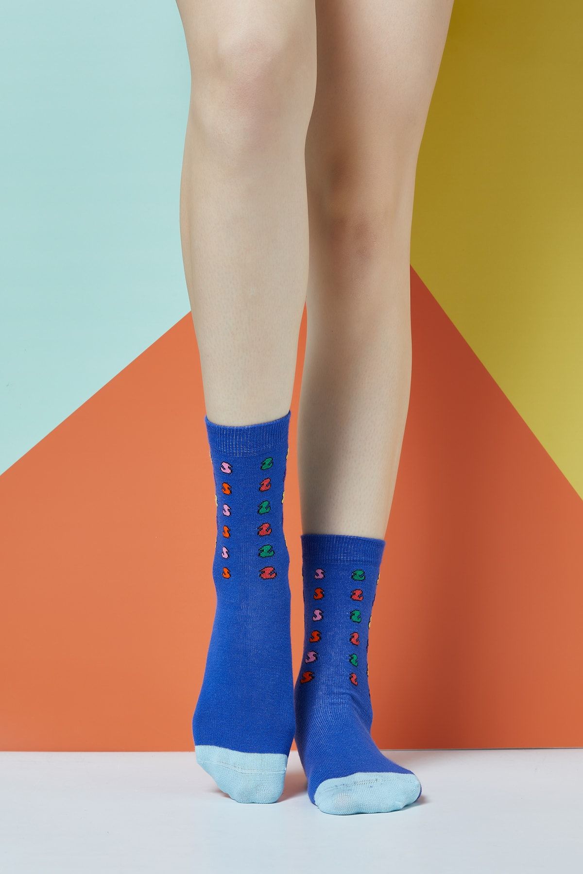 The Socks Company Kadın Çok Renkli Follow Us Desenli Çorap