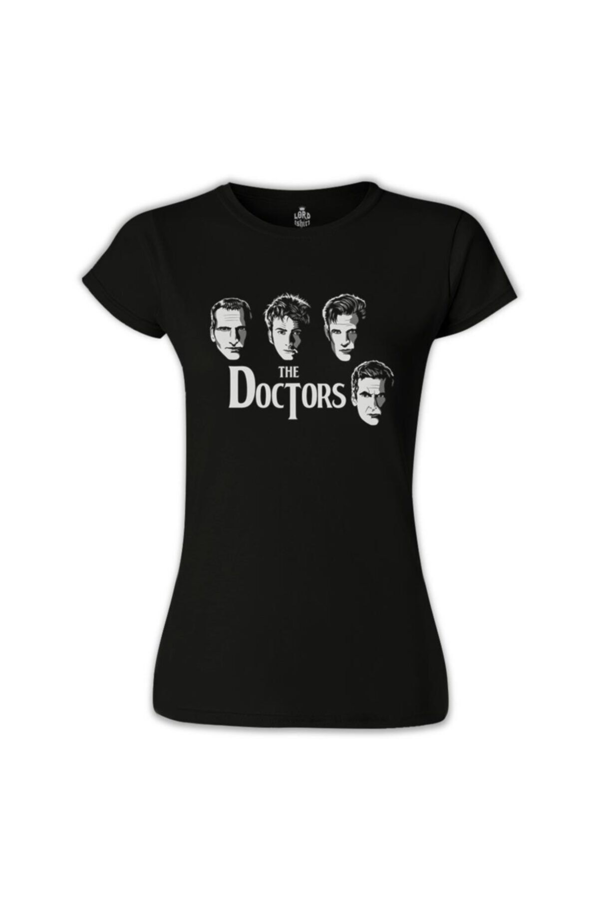 Lord T-Shirt Kadın Siyah Doctor Who The Doctors Baskılı Tshirt