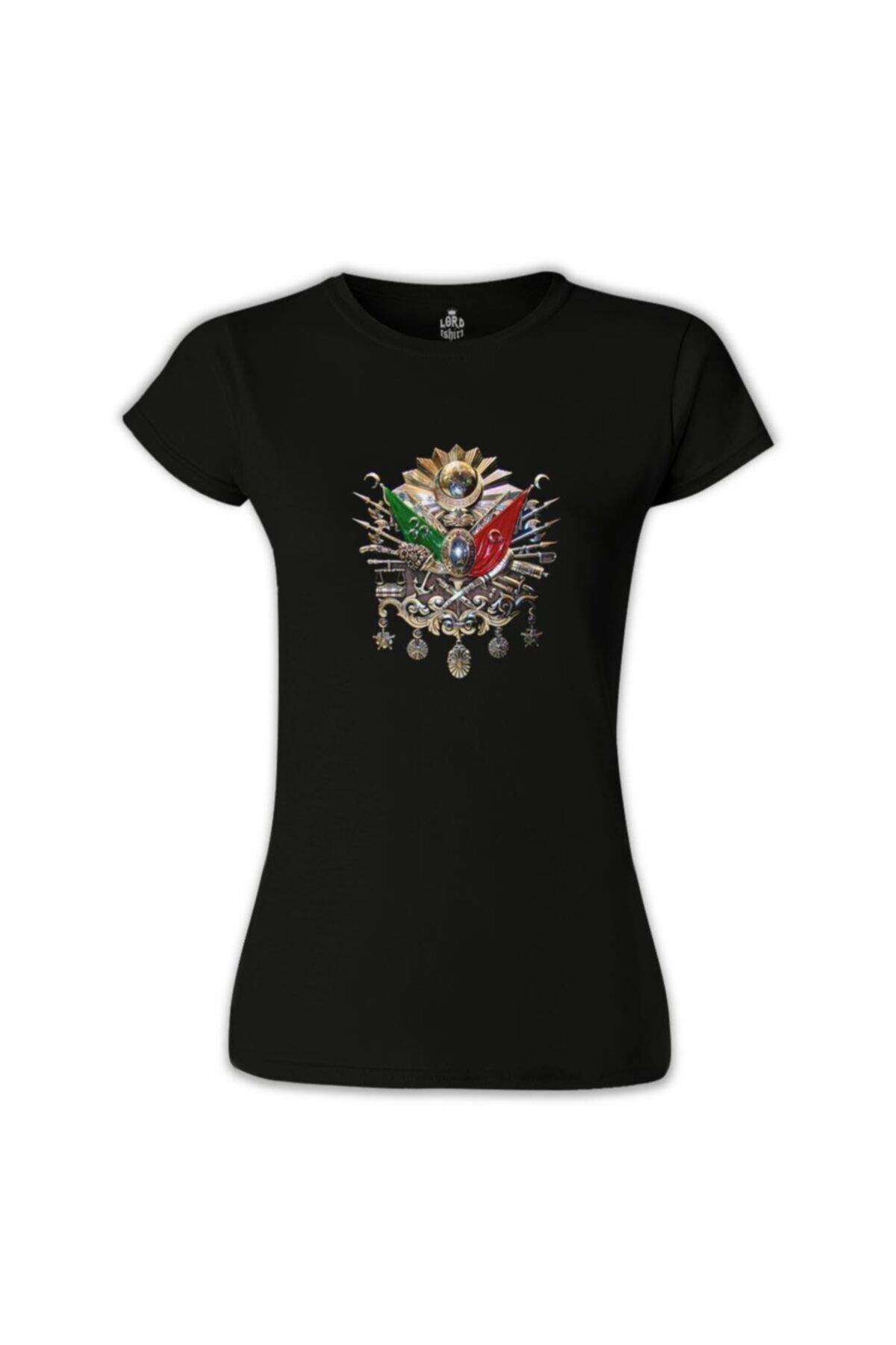 Lord T-Shirt Kadın Siyah Osmanlı Arması  Tshirt