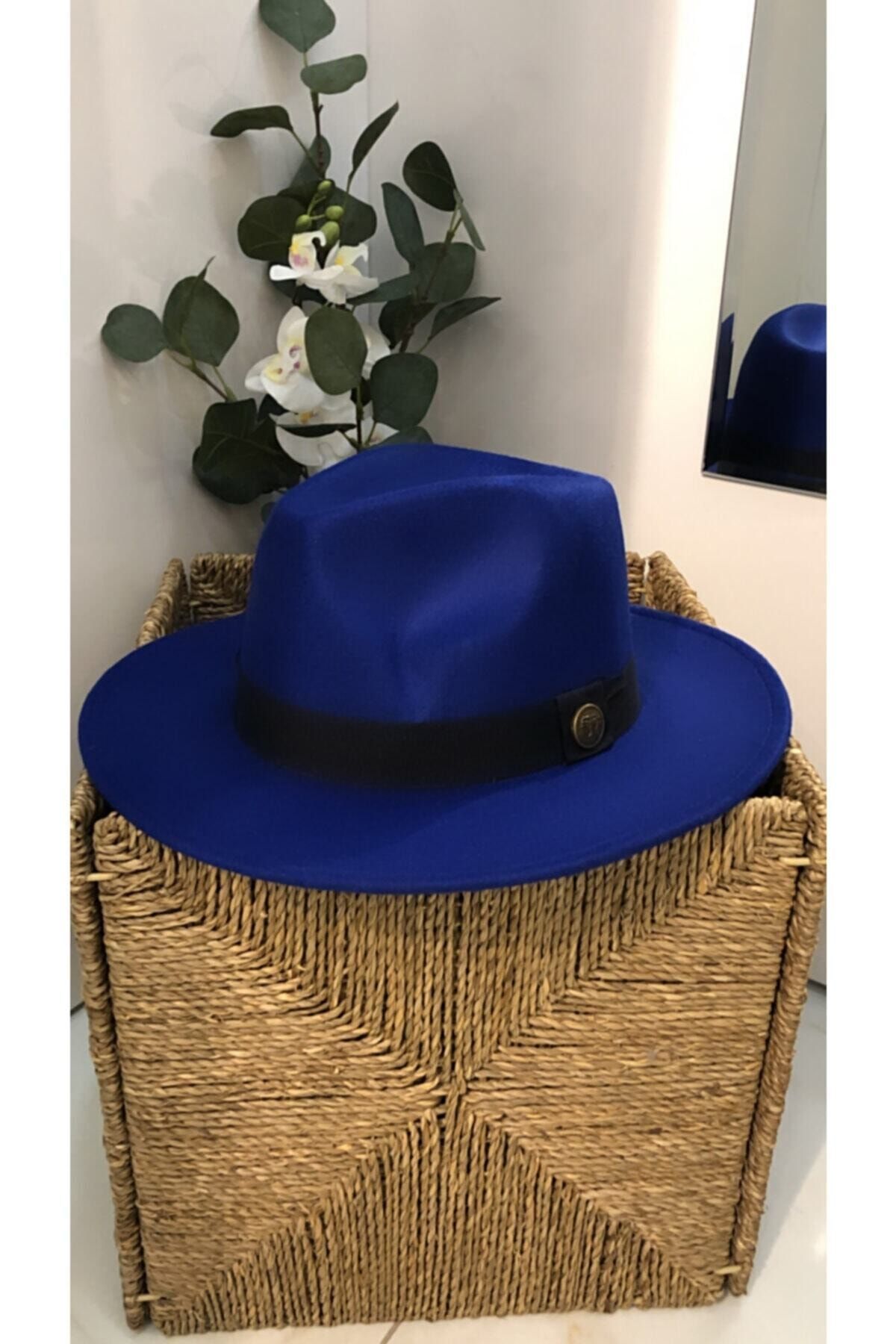 Mistik Aksesuar Kadın Saks Mavisi Panama Şapka