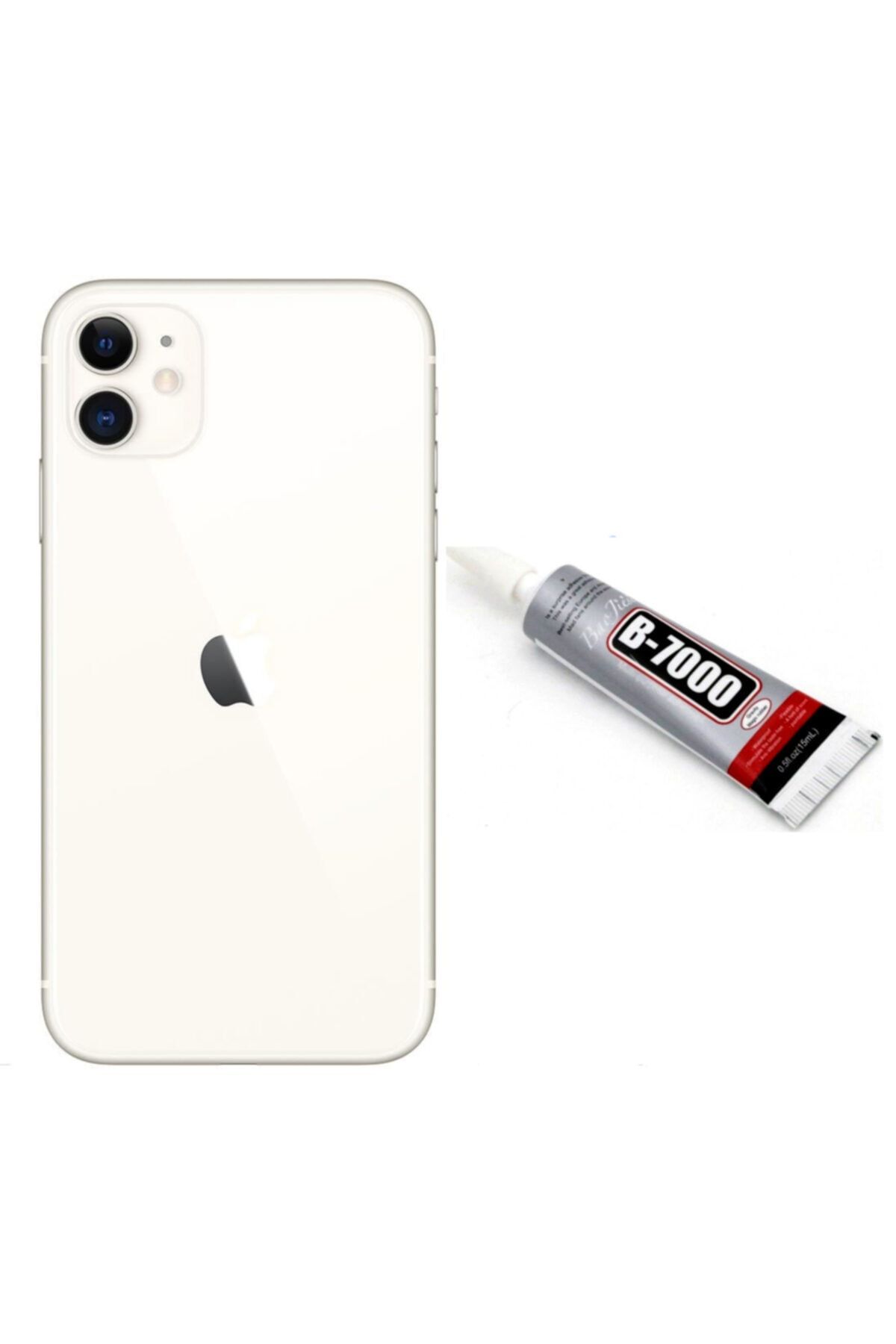 instatech Apple Iphone 11 Arka Kapak Batarya Pil Kapağı + Yapıştırıcı Hediye - Beyaz