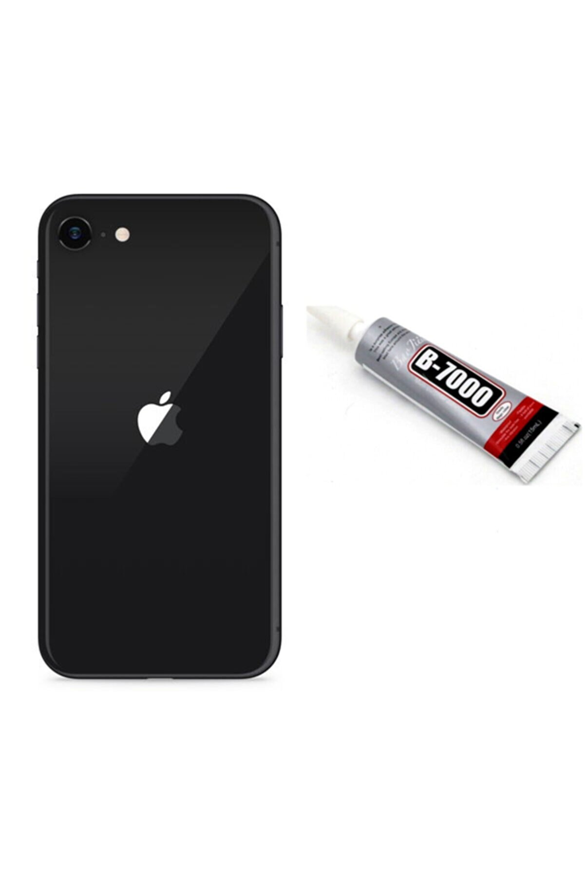 instatech Apple Iphone Se 2020 Arka Kapak Batarya Pil Kapağı + Yapıştırıcı Hediye - Siyah