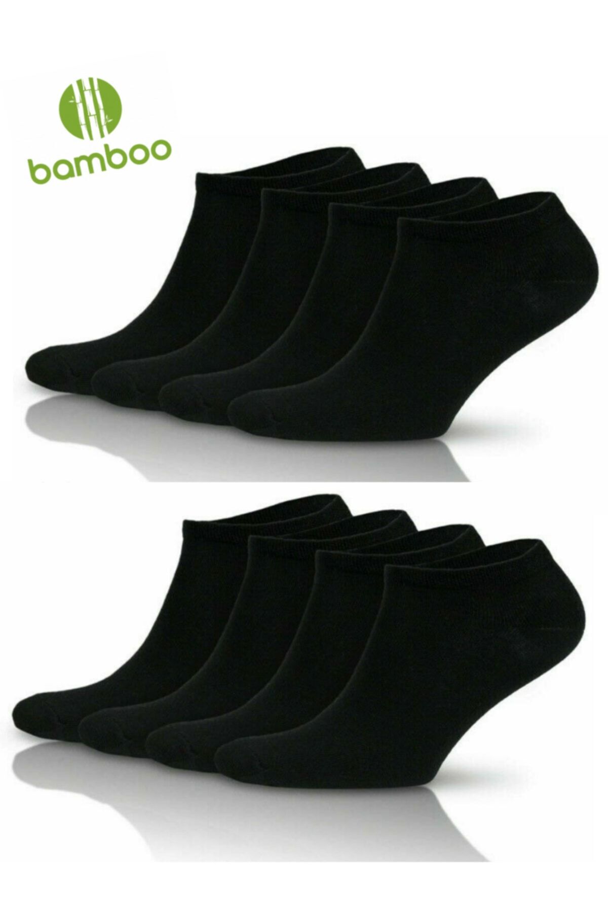 socksbox 8 Li Paket Bambu Dikişsiz Siyah Patik Çorap / Unisex