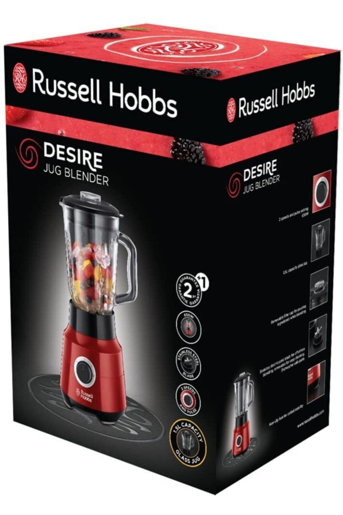 Russell Hobbs Cam Sürahi Blender Desire Darbe Buz Kırma Fonksiyonu 1.5l