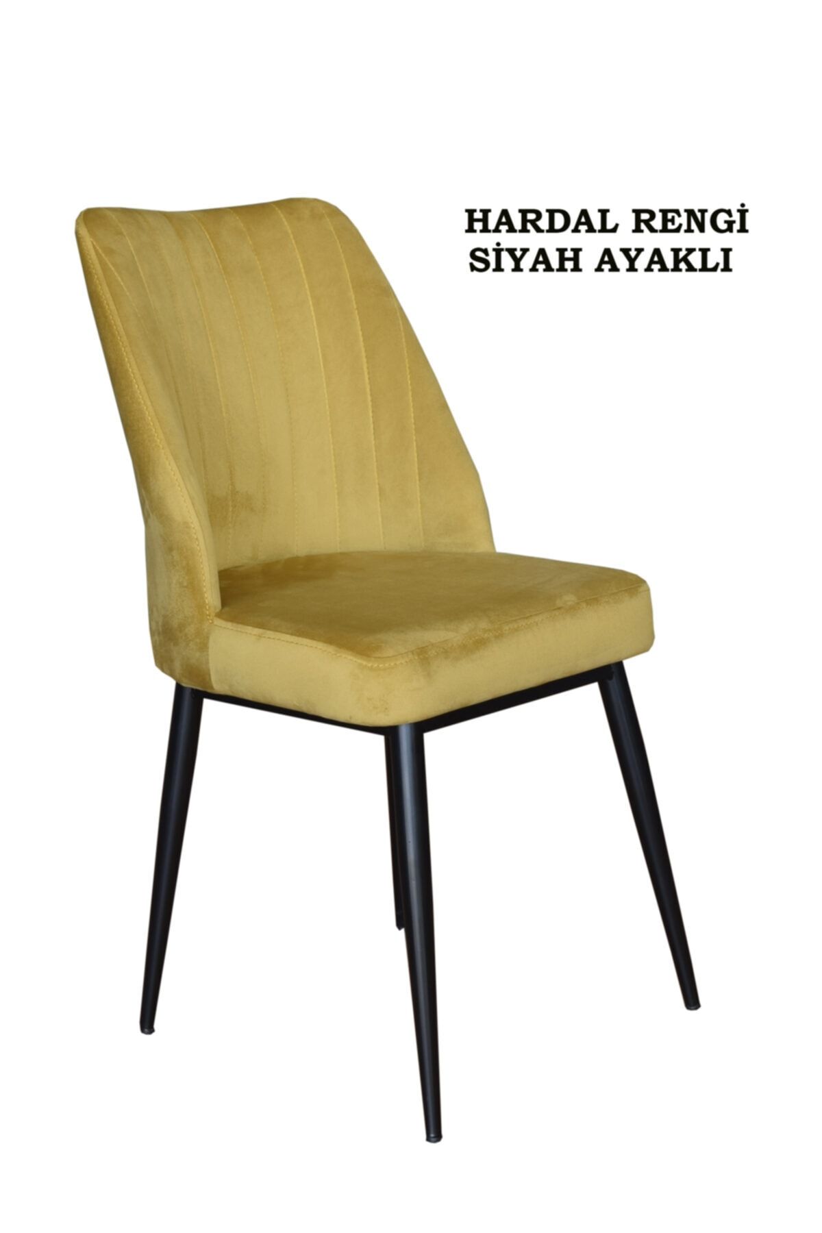 Ankhira Elit Sandalye, Mutfak Ve Salon Sandalyesi, Silinebilir Hardal Renk Kumaş,siyah Ayaklı