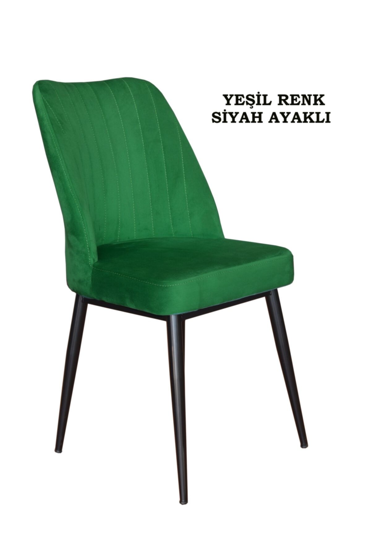 Ankhira Elit Sandalye, Mutfak Ve Salon Sandalyesi, Silinebilir Yeşil Renk Kumaş, Siyah Ayaklı