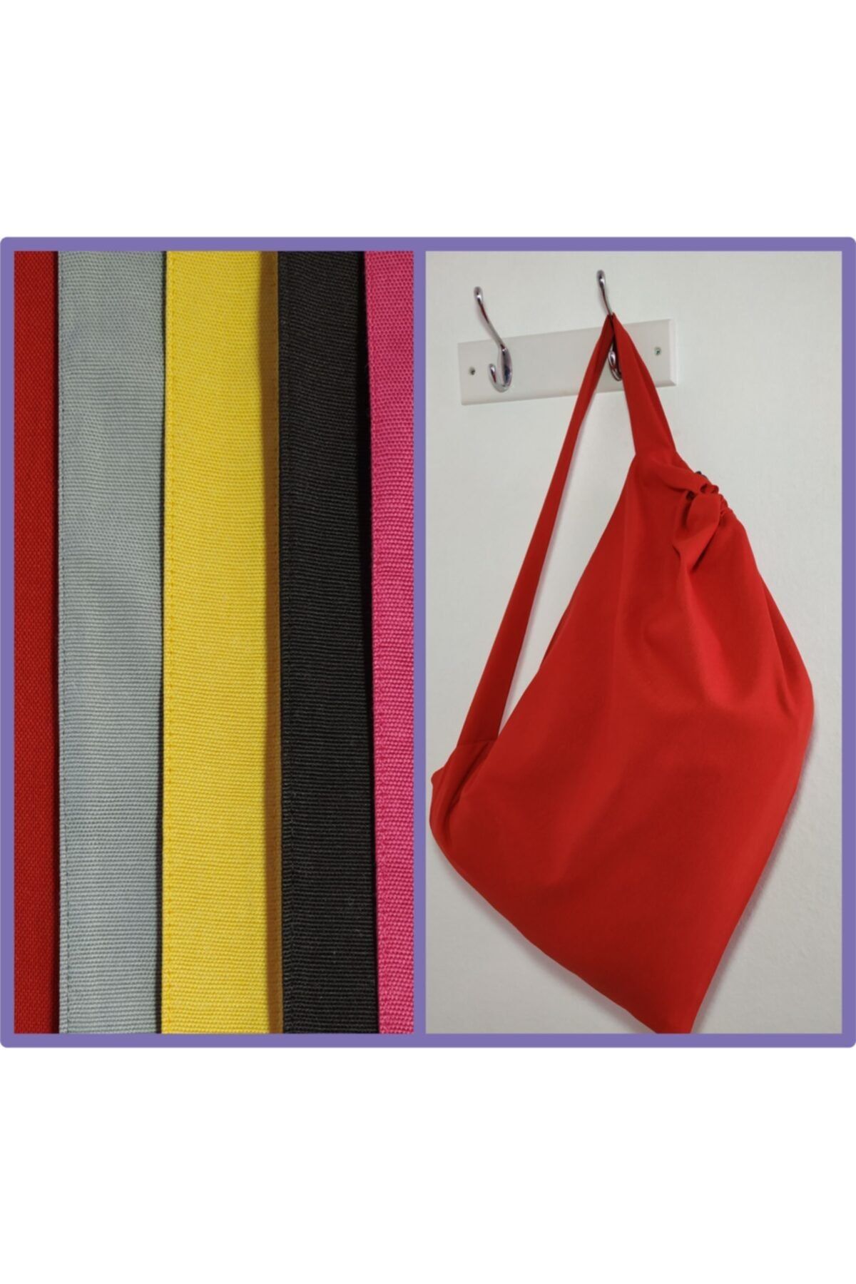 Fancyagnes El Yapımı Duck Kumaş Keten Kırmızı Askılı Çamaşır Oyuncak Kirli Saklama Torbası 5 Renk 65*45 Cm