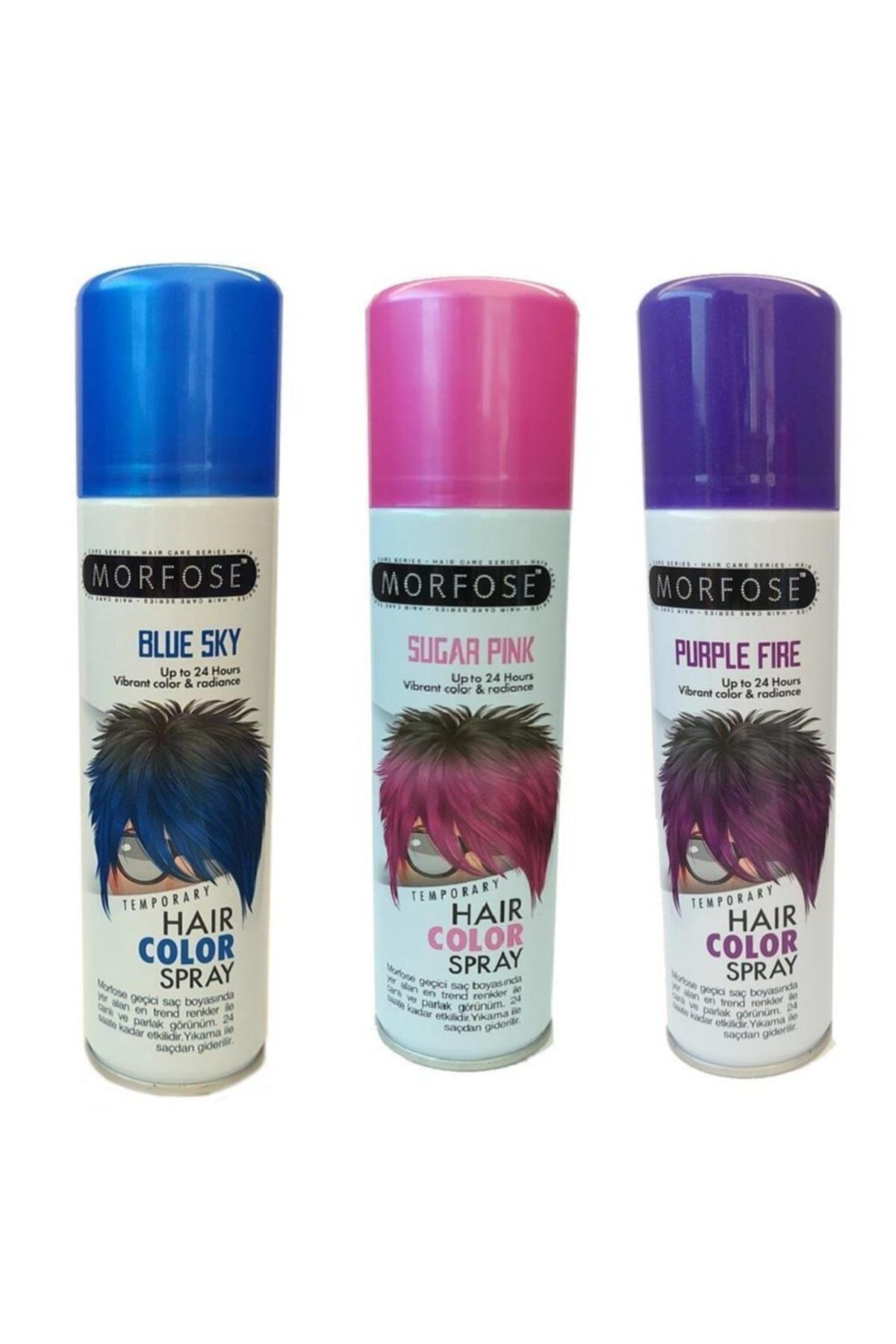 Morfose Hair Color Spray 150ml Renkli Saç Spreyi (mavi+pembe+mor)