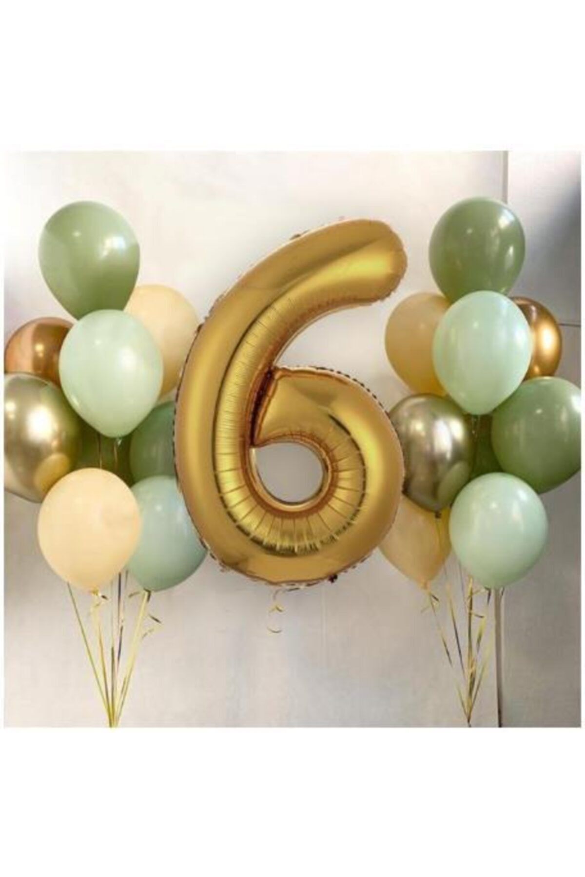 partisüs Doğum Günü Parti Süsleme Yeşil Gold Dekorasyon Sayı Balon Set