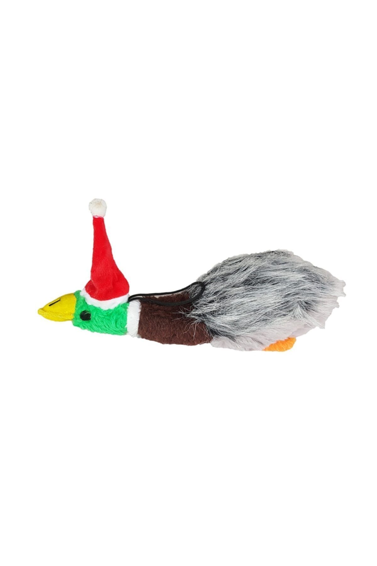 Mixpet Noel Şapkalı Ördek Şekilli Köpek Peluş Oyuncak 24x7 cm
