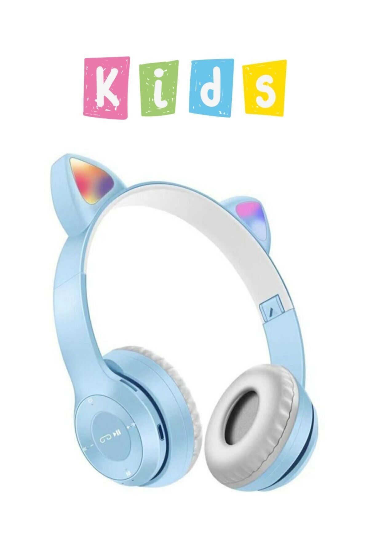 Noriyen Erkek Çocuklar Için Kedi Kulaklı Işıklı Mikrofonlu Kablosuz Bluetooth Kedili Çocuk Kulaklık