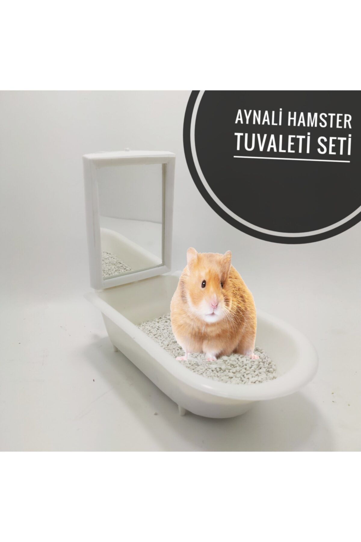 ozzipetshop Hamster Tuvalet Kabı + 500 Gr Tuvalet Kumu Seti Beyaz