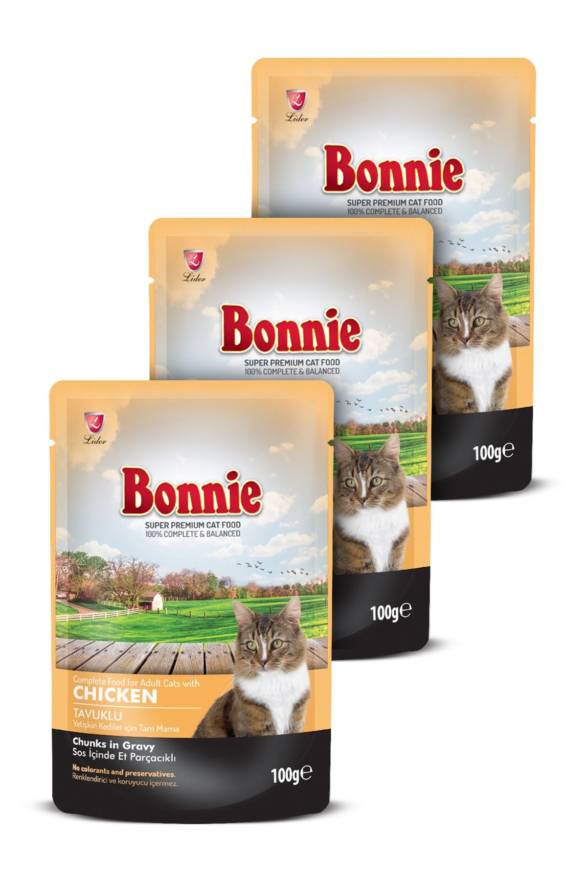 Bonnie Pouch Yetişkin Kedi Maması - Tavuklu - 3 Adet