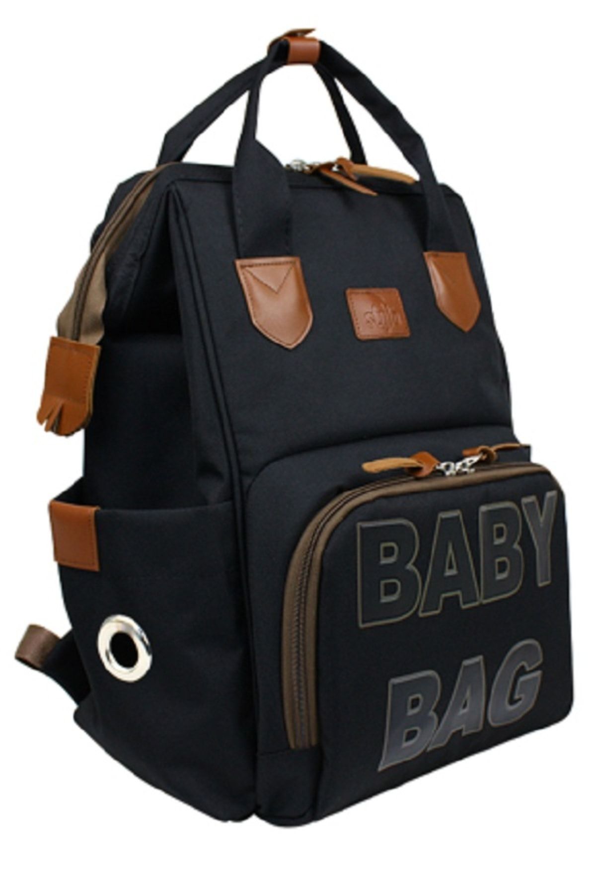 Stylo Monaco Baby Bag Baskılı Anne Bebek Bakım Sırt Çantası - Siyah Baskı