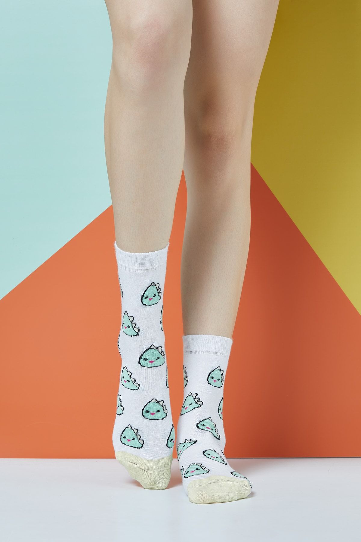 The Socks Company Kadın Çok Renkli Blob Dinos Desenli Çorap