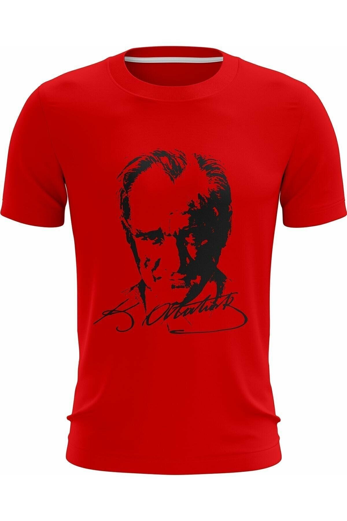 Dragora Unısex Çocuk Atatürk Baskılı Likralı Süper Compac Penye Kırmızı T-shirt