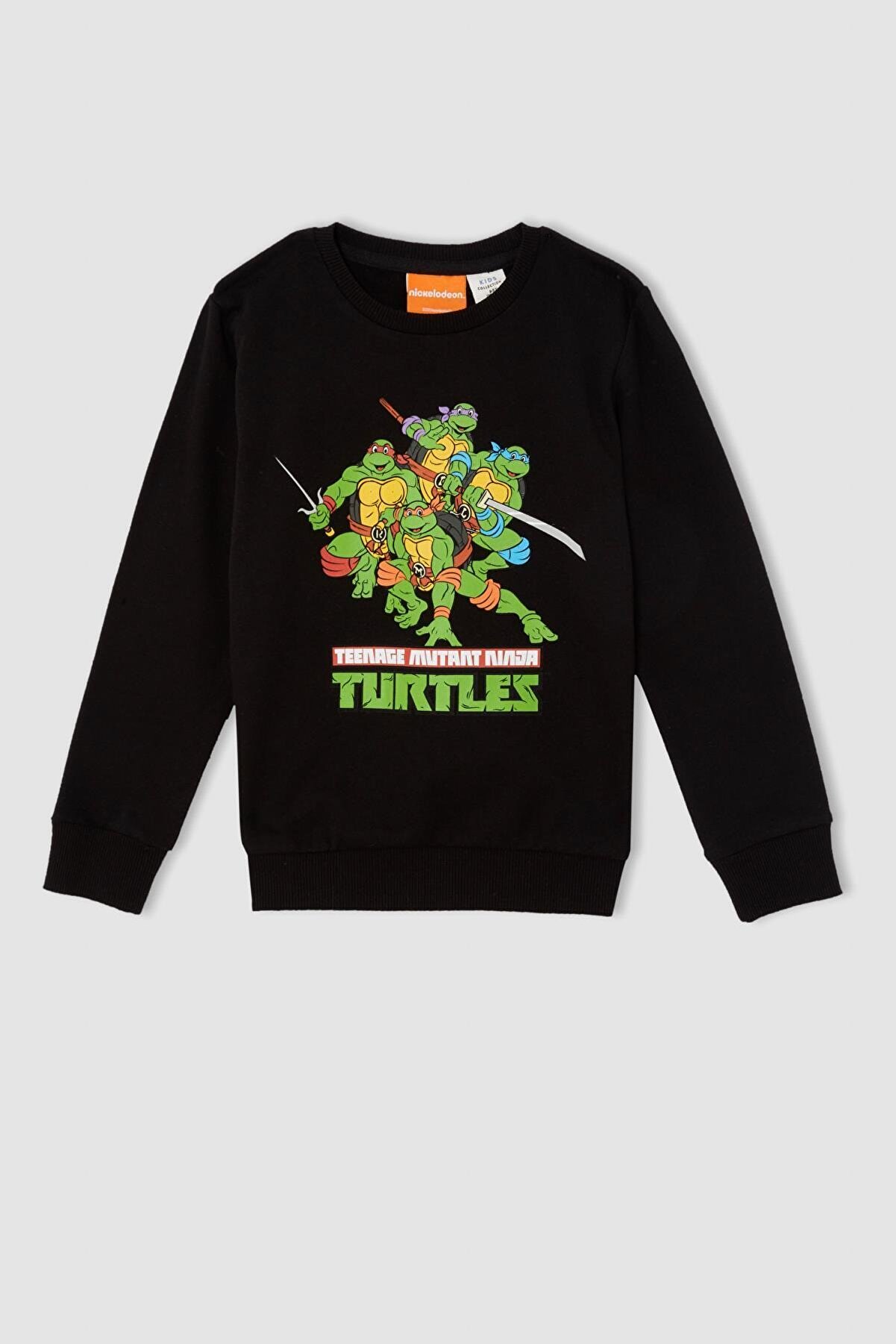 Defacto Erkek Çocuk Ninja Turtles Lisanslı Regular Fit Lisanslı Bisiklet Yaka Cepli Sweatshirt