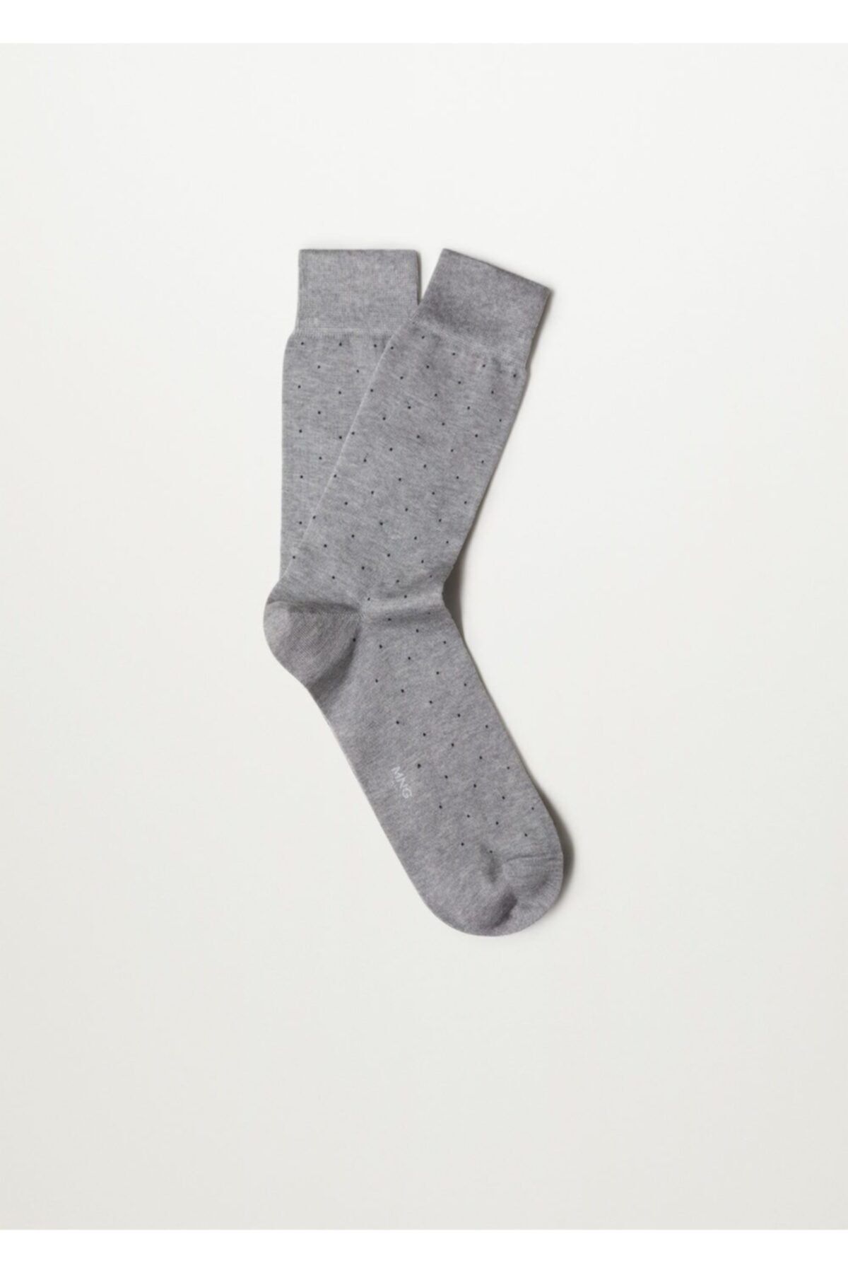 MANGO Man Erkek Açık Kırçıllı Gri Puantiyeli Pamuklu Çorap