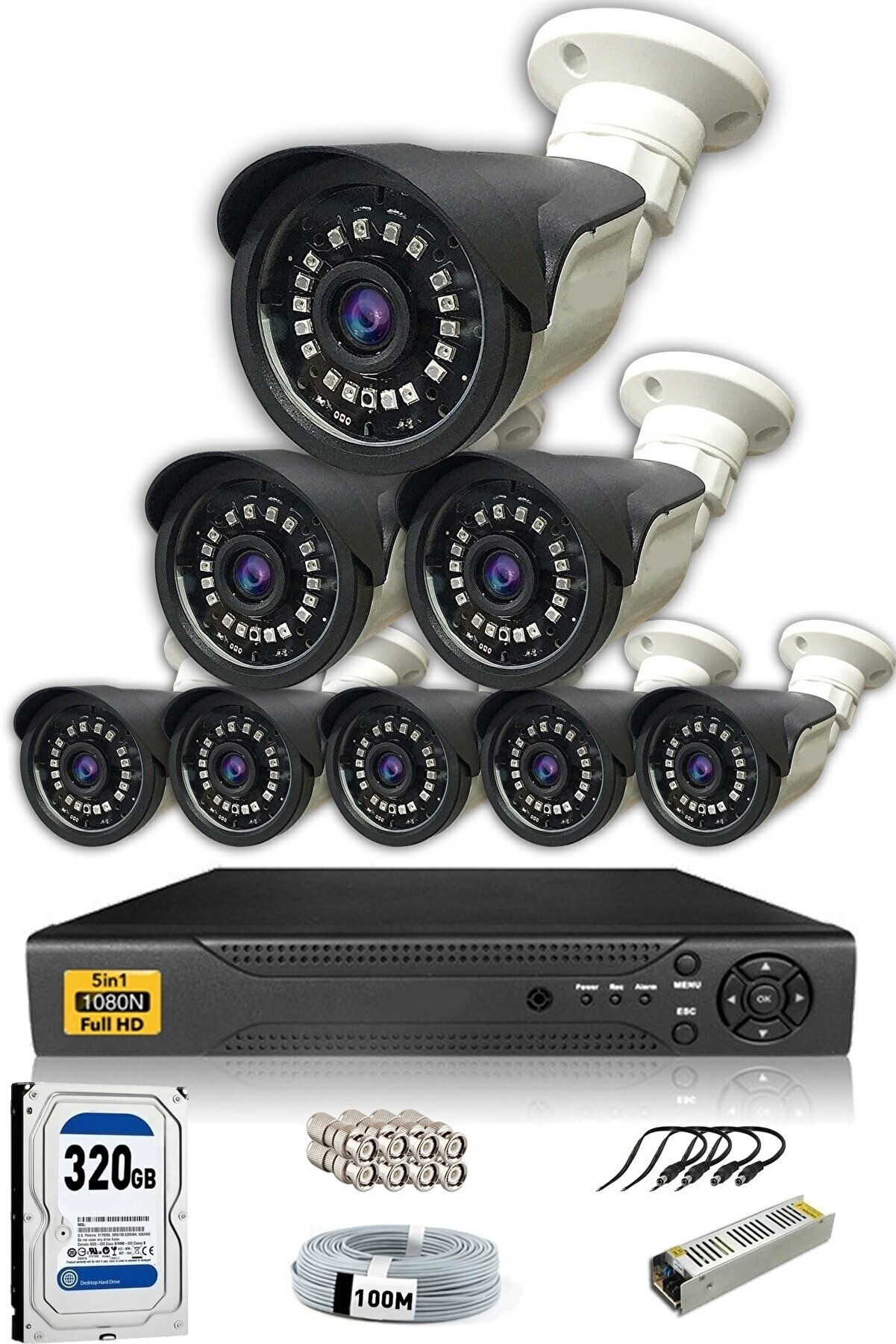 CCTV 8 Kameralı Set - 5mp Sony Lensli Full Hd Gece Görüşlü Güvenlik Kamerası Sistemi