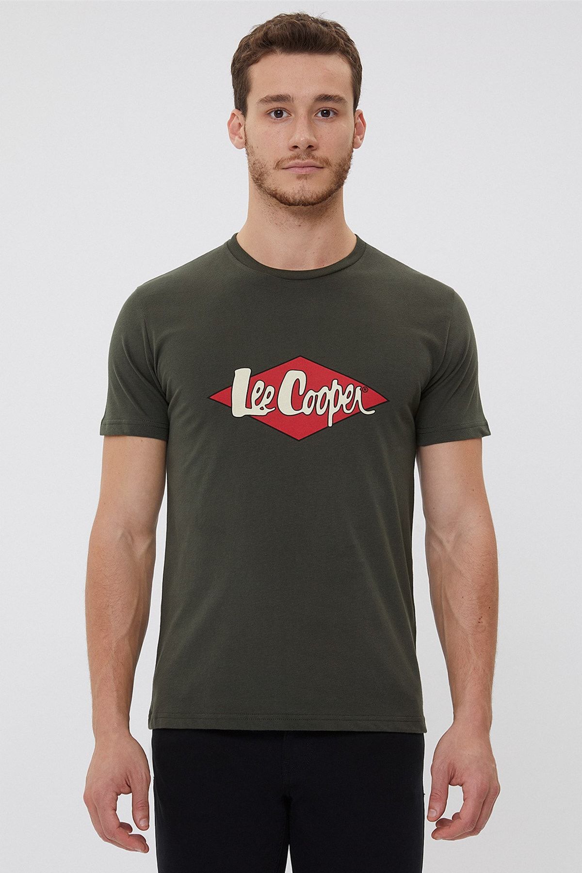 Lee Cooper Erkek Logons O Yaka T-Shirt Haki 211 LCM 242005