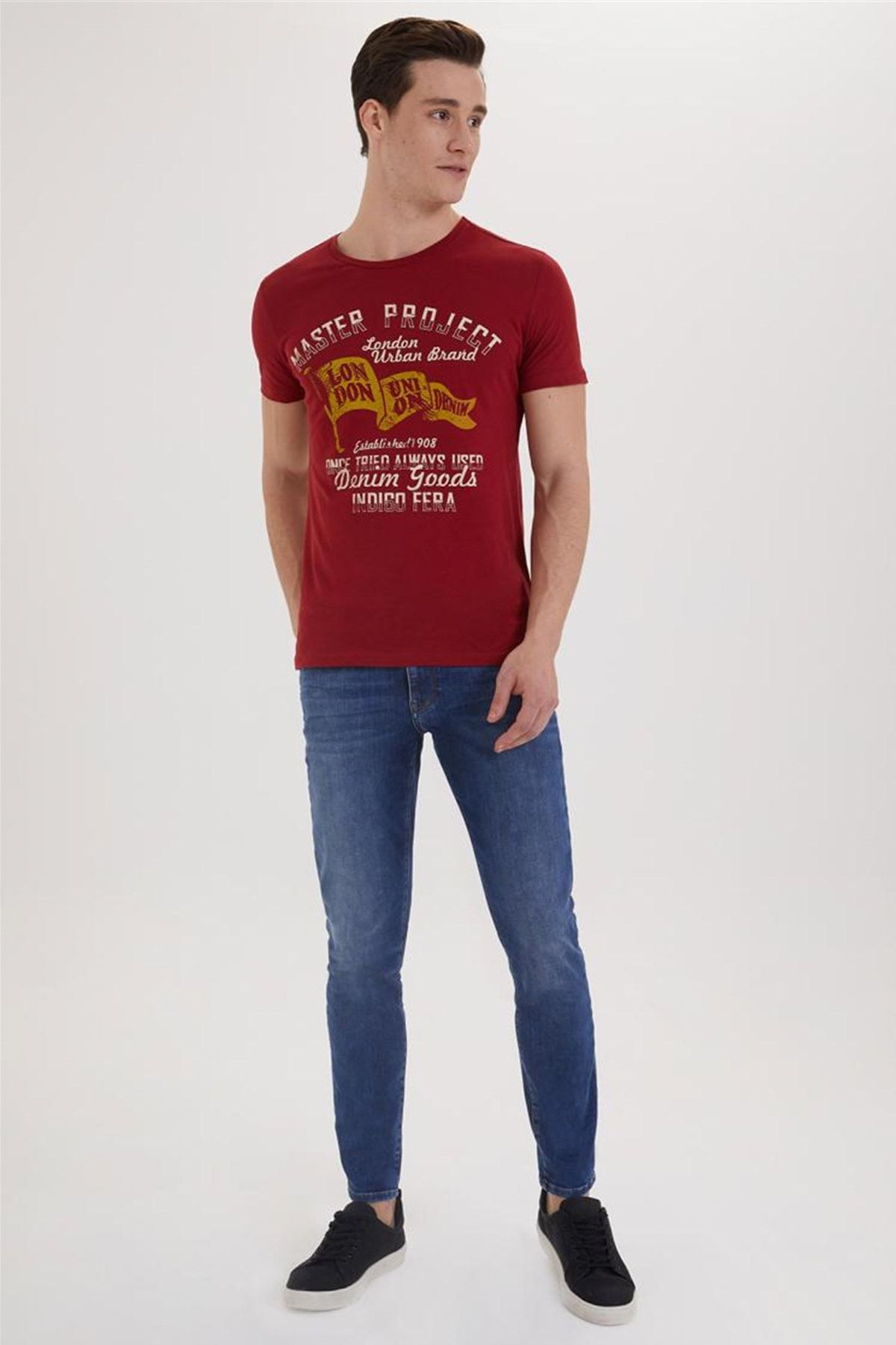 Lee Cooper Erkek Projet O Yaka T-Shirt Bordo 192 LCM 242051