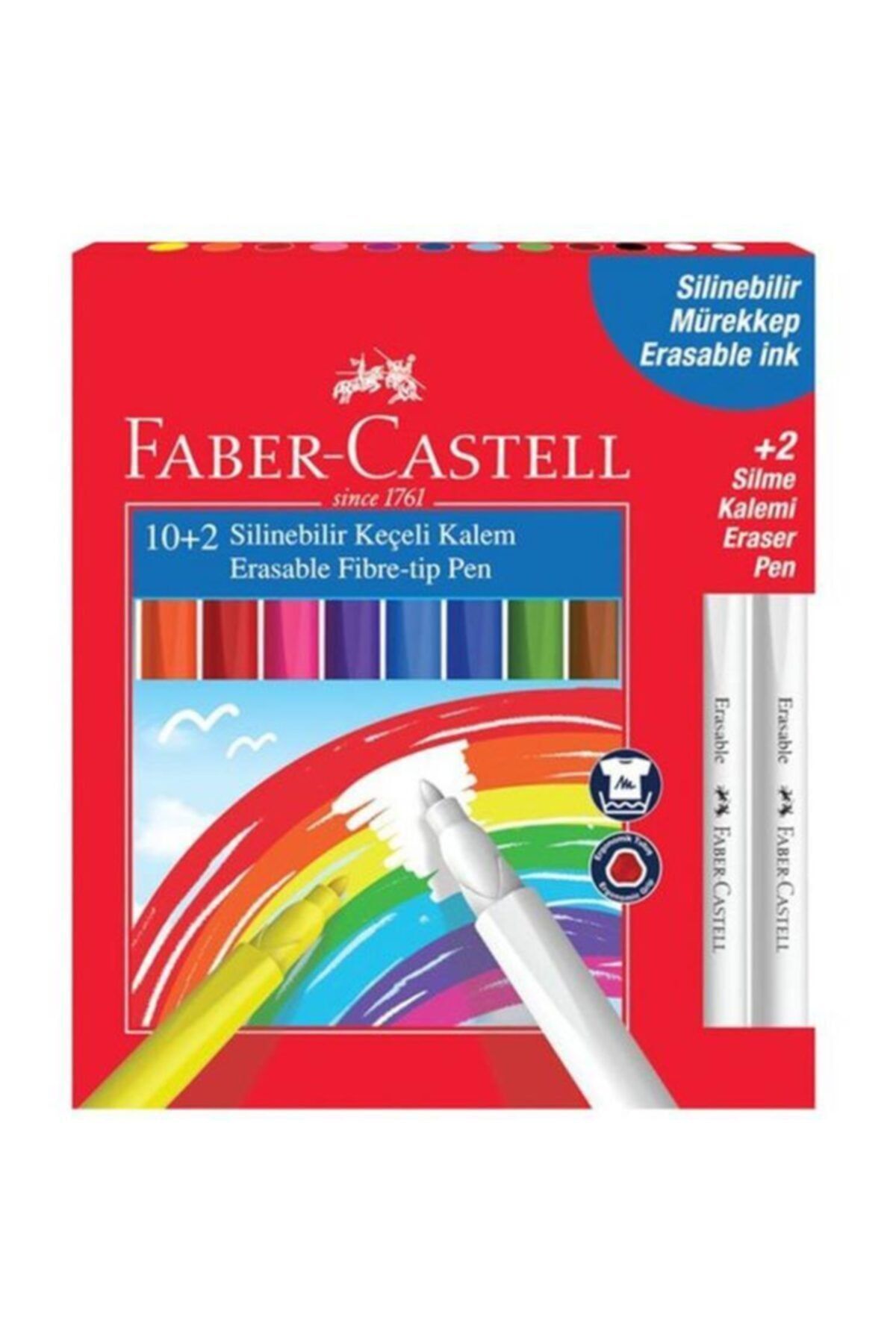 Faber Castell Silinebilir Keçeli Kalem 10+2 Silme Kalemi