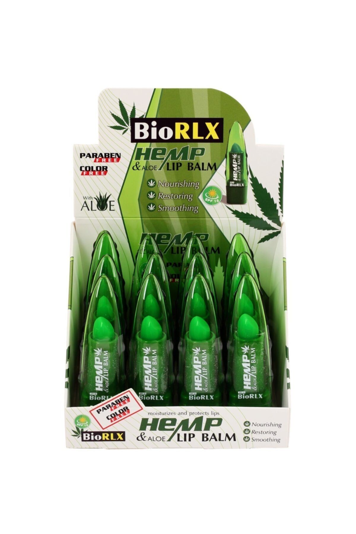 BioRLX Hemp Oil Aloe Vera Lip Balm 3,5 Gr Renksiz Unisex 12 Adet Spf 15 (paraben Free)