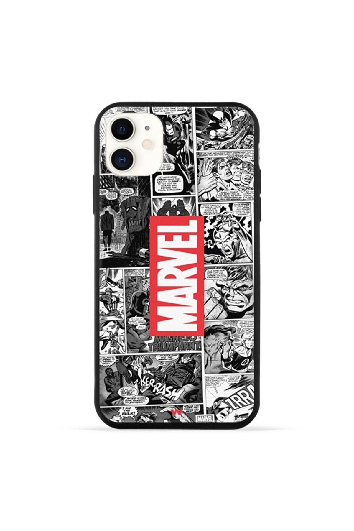 WUGU DESIGN & STUDIO Iphone 11 Uyumlu Marvel Comics Desenli Kamera Korumalı Şeffaf Siyah Silikon Telefon Kılıfı