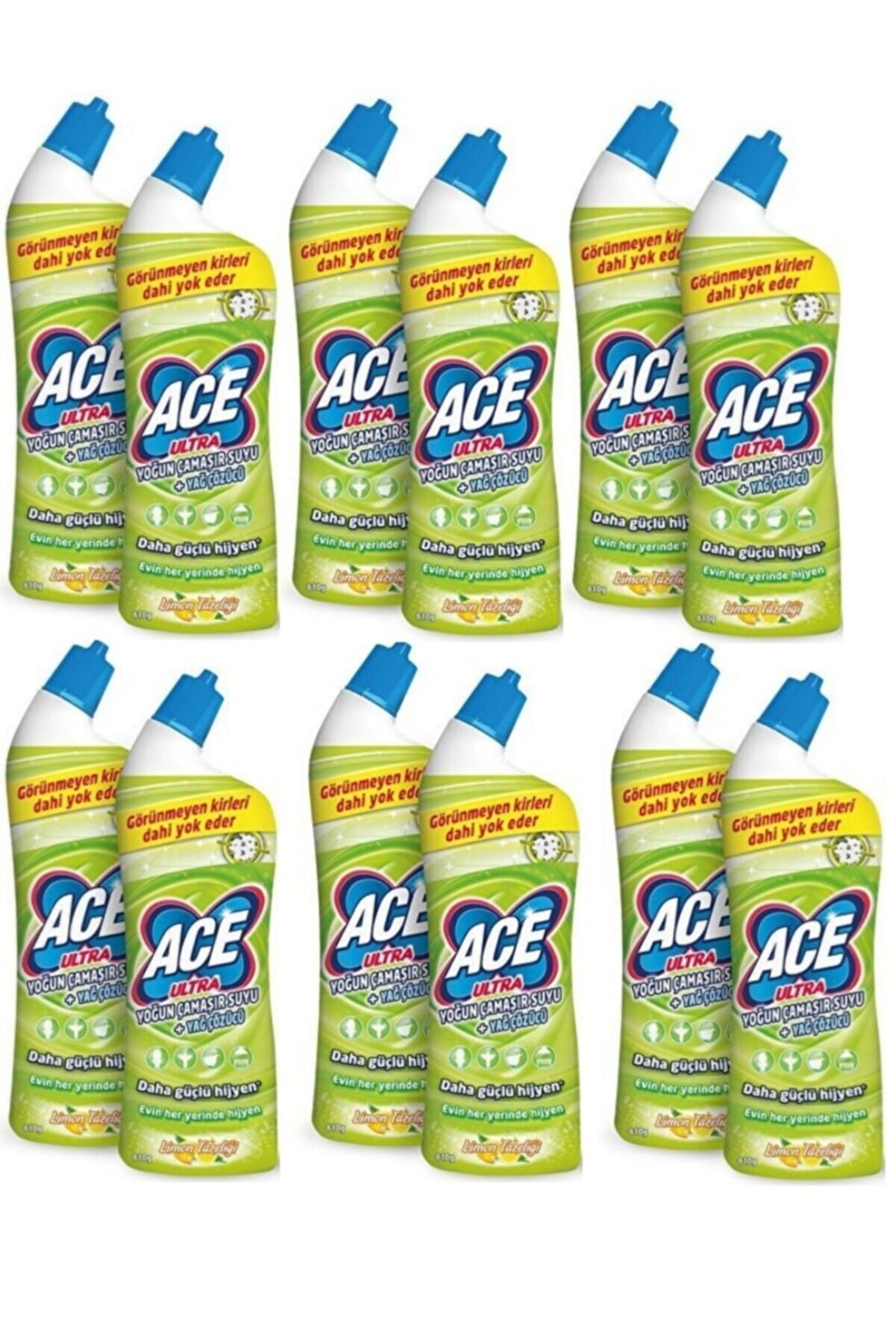 ACE Ultra Power Jel Kıvamlı Limon Tazeliği Çamaşır Suyu 810 Gr 12 Adet