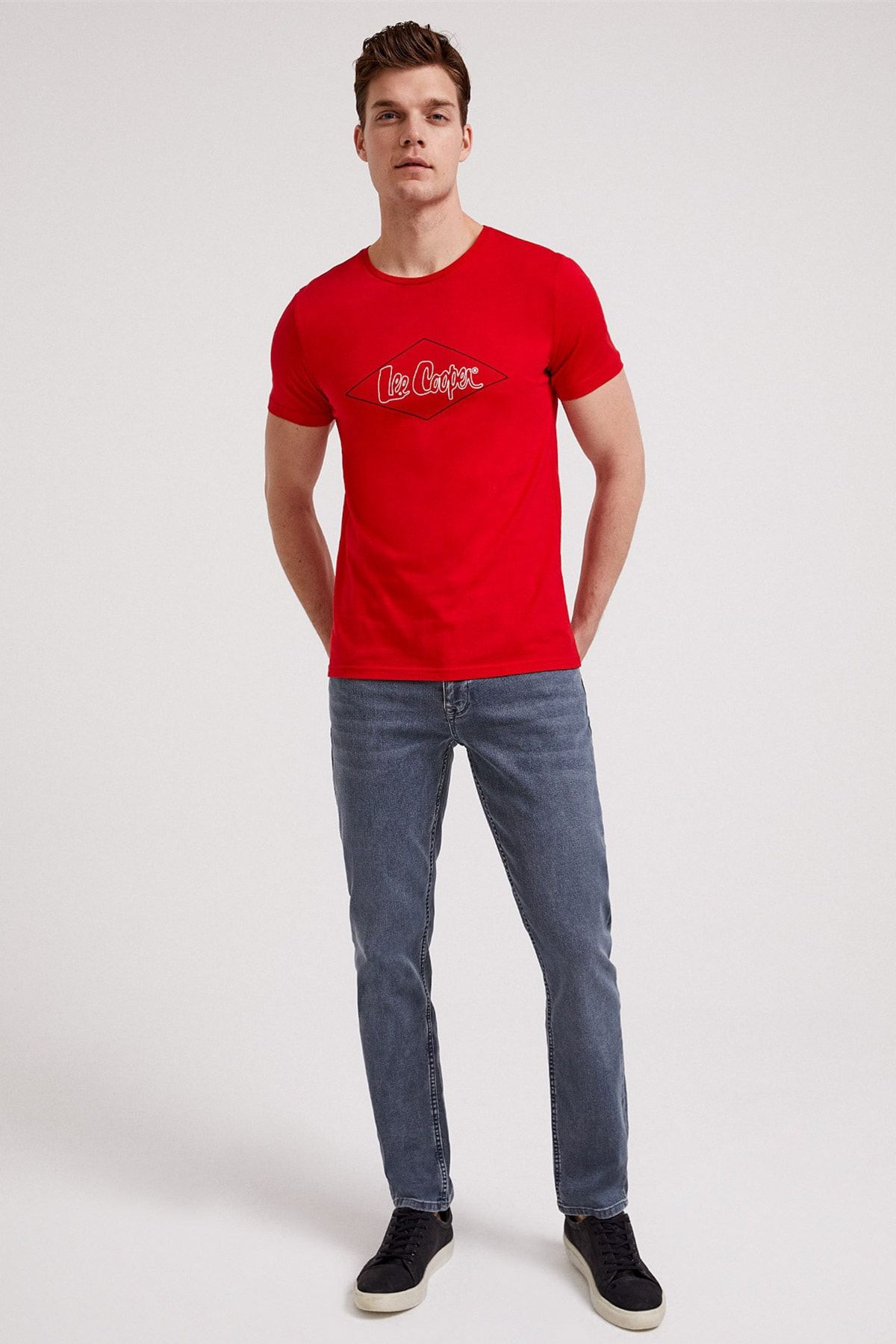 Lee Cooper Erkek Newlogo O Yaka T-Shirt Kırmızı 202 LCM 242012
